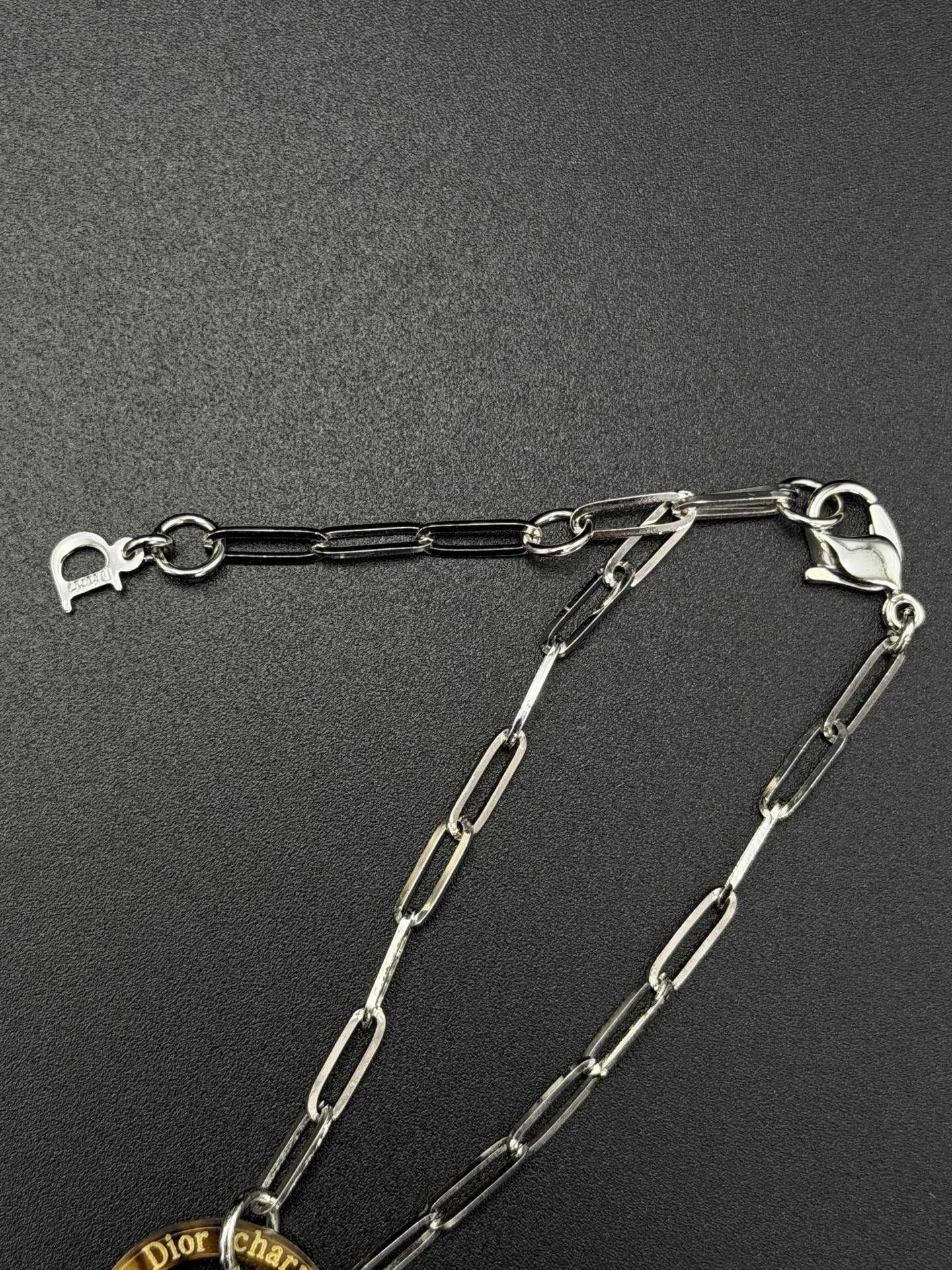 Christian Dior Vintage Rhinestone Logo Heart Charm Bracelet