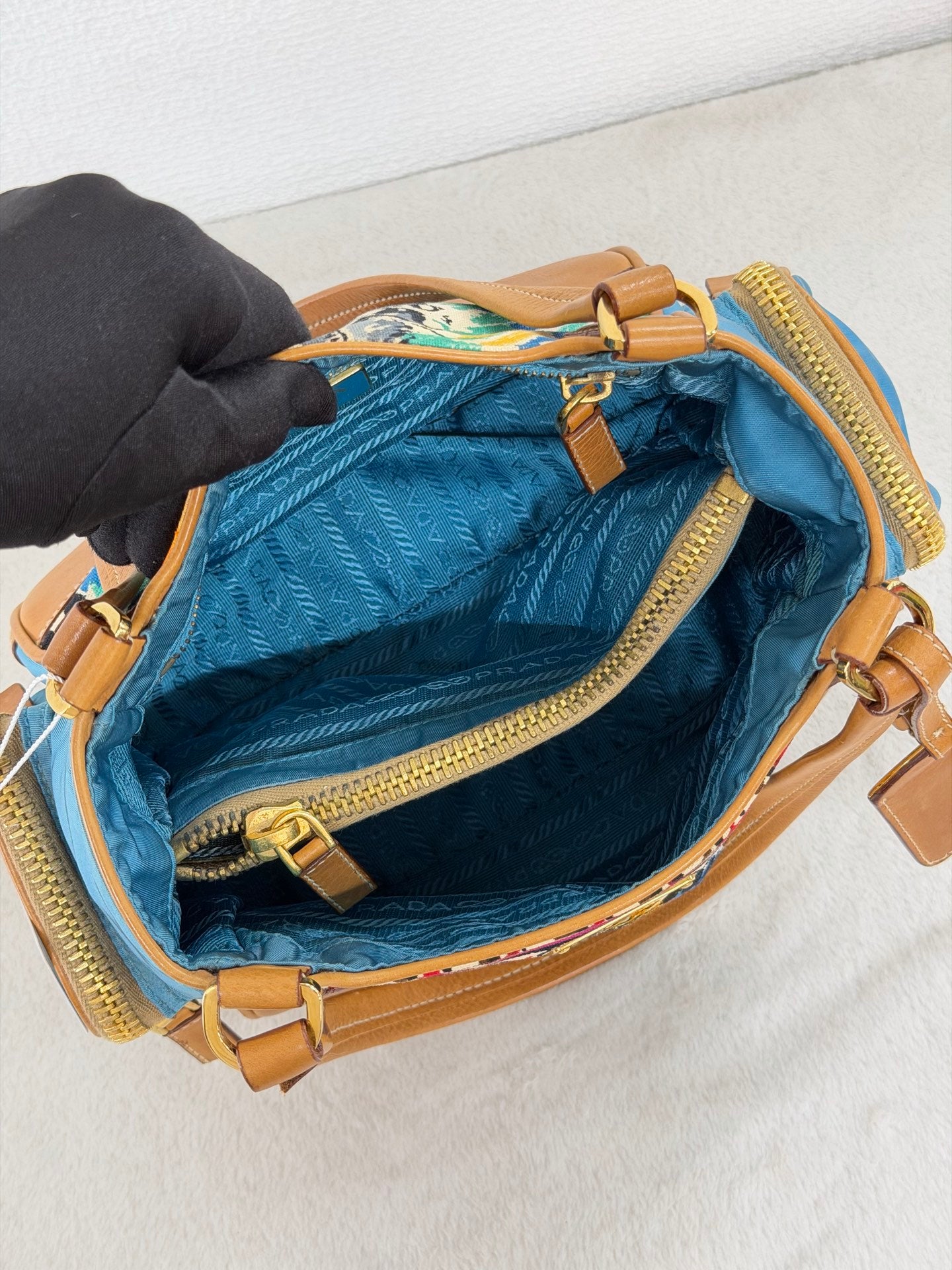 Prada Vintage Venice Print Canvas Shoulder Bag