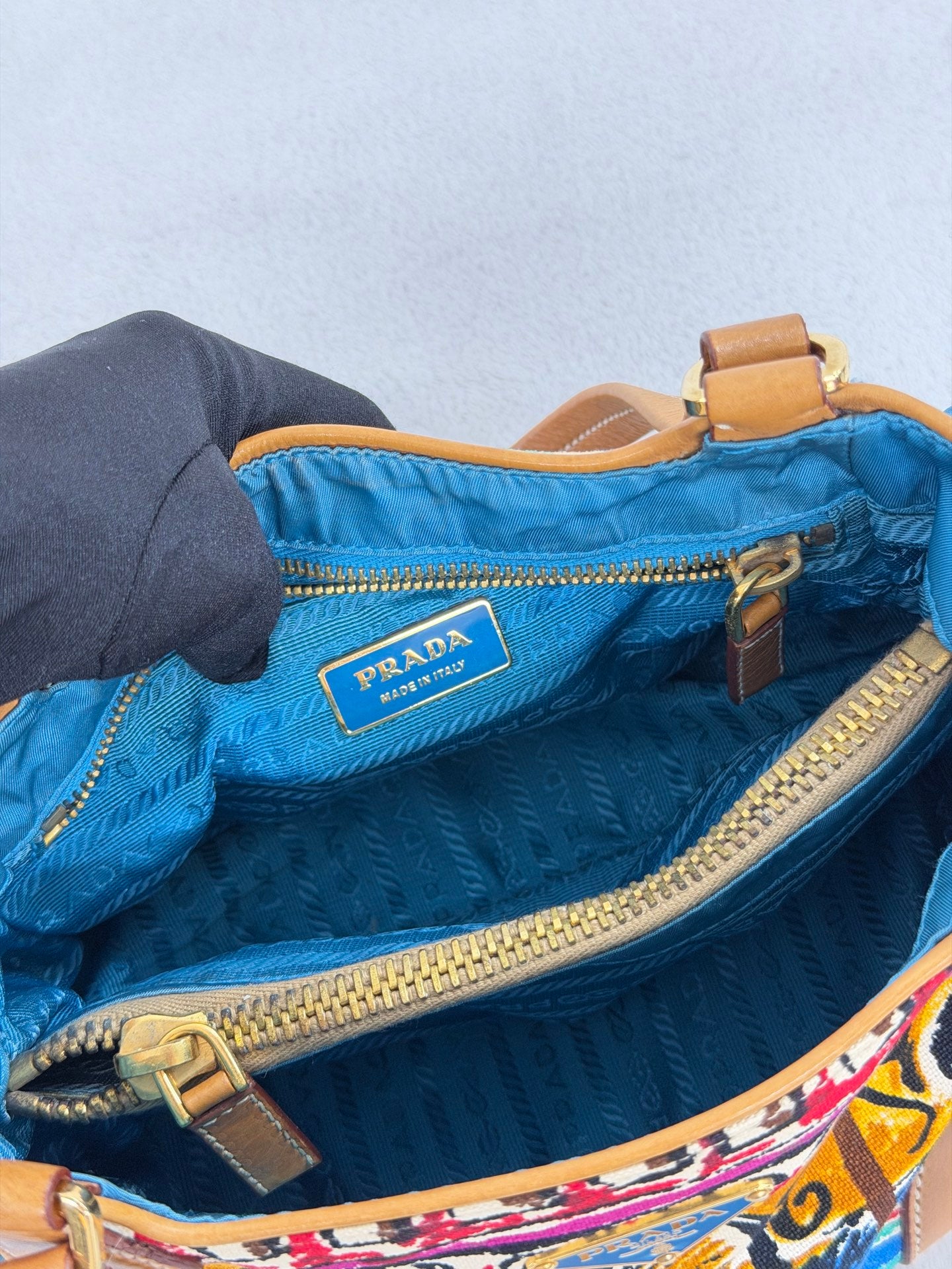 Prada Vintage Venice Print Canvas Shoulder Bag