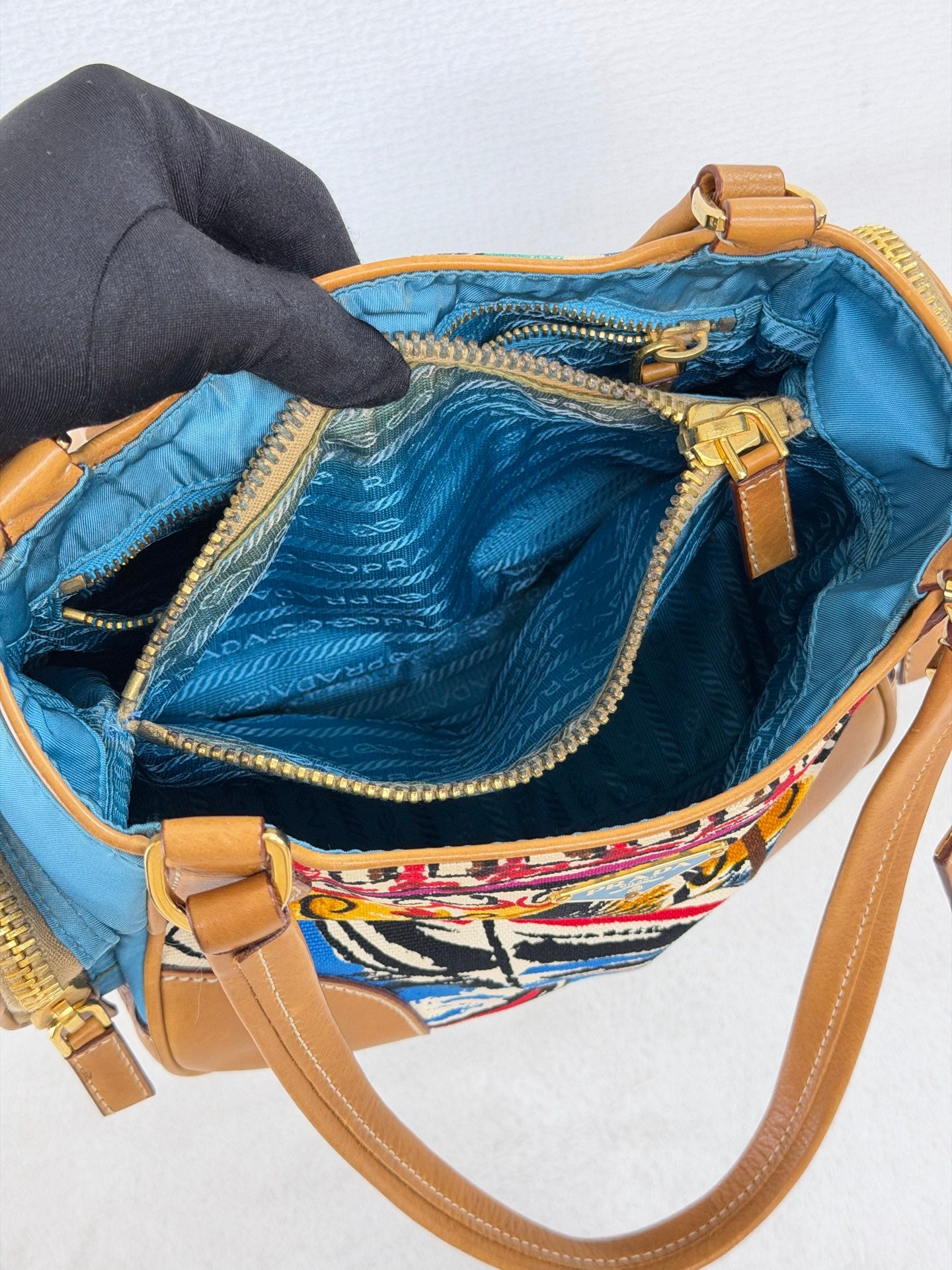 Prada Vintage Venice Print Canvas Shoulder Bag