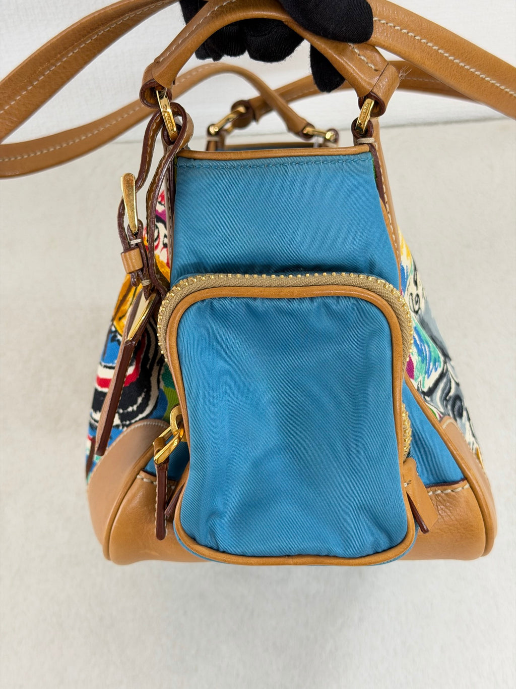 Prada Vintage Venice Print Canvas Shoulder Bag