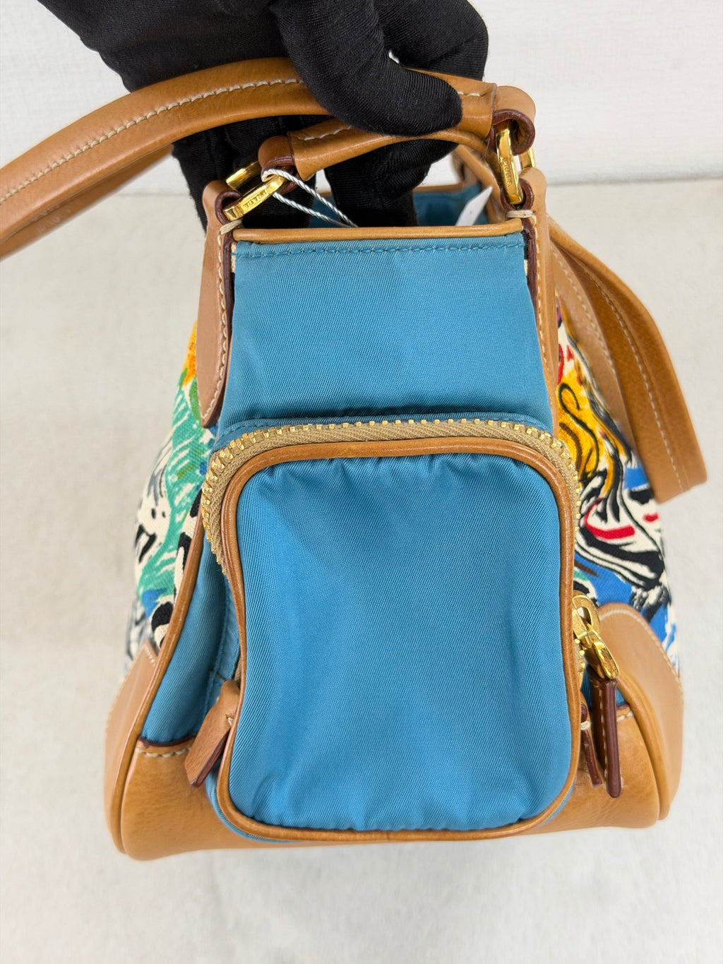 Prada Vintage Venice Print Canvas Shoulder Bag