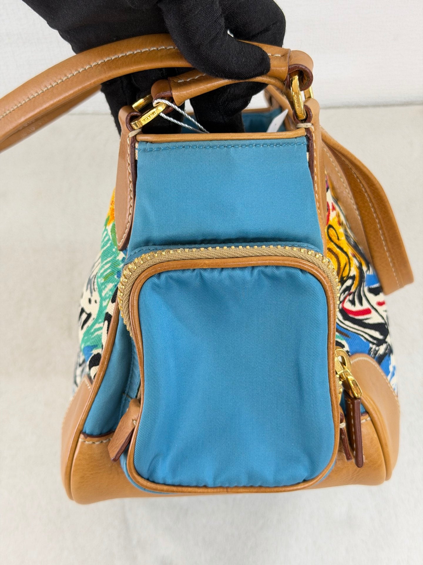 Prada Vintage Venice Print Canvas Shoulder Bag