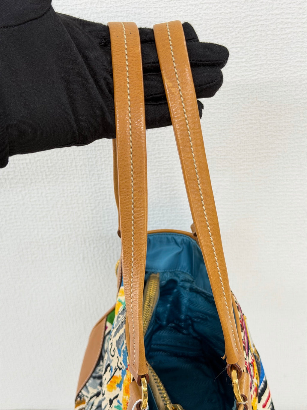 Prada Vintage Venice Print Canvas Shoulder Bag