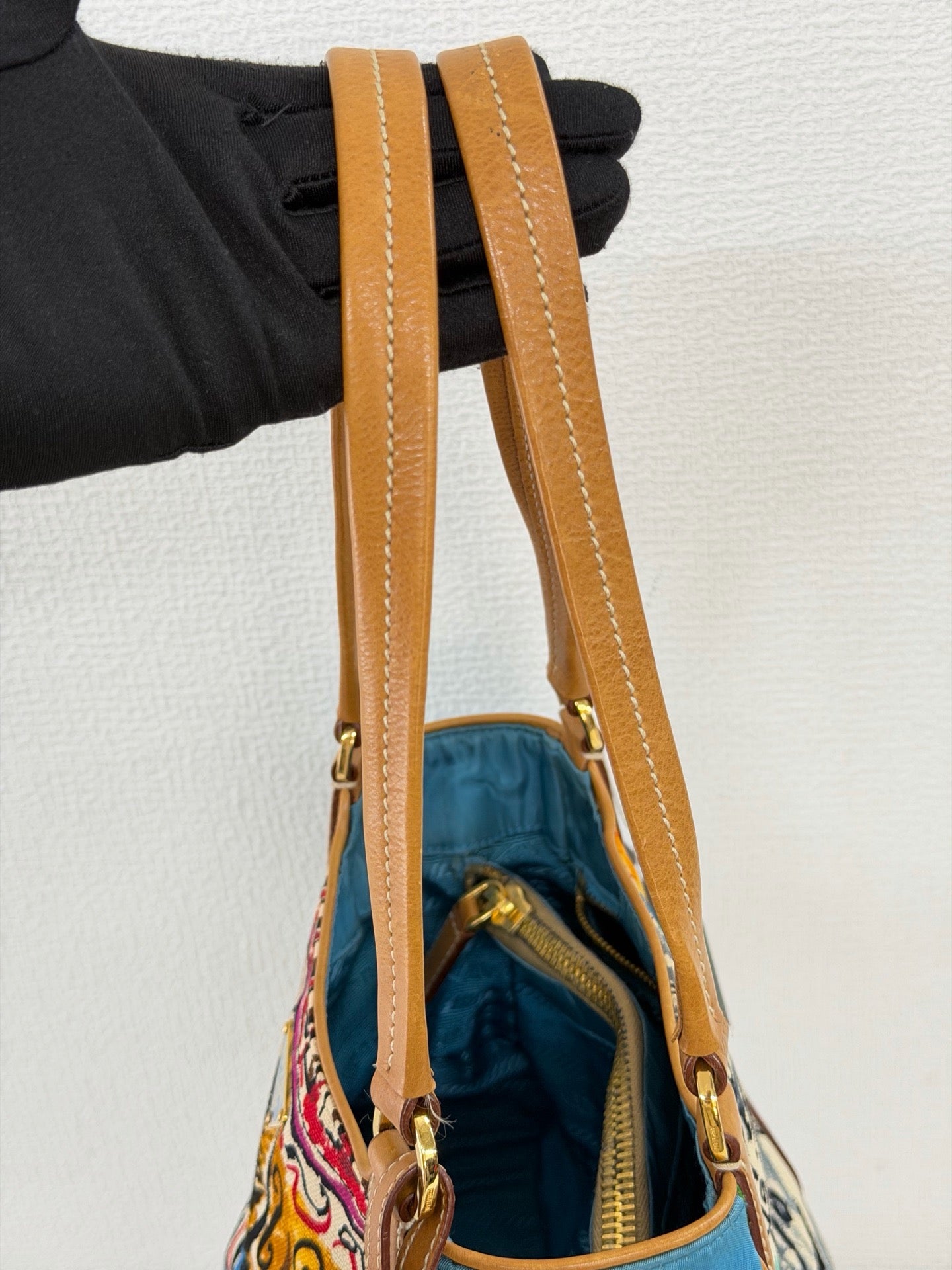 Prada Vintage Venice Print Canvas Shoulder Bag