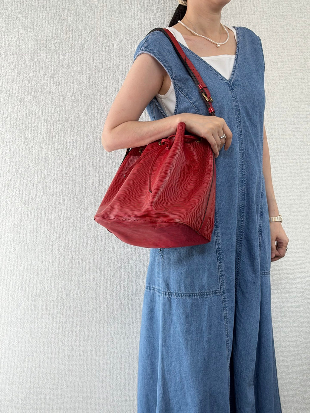 Louis Vuitton Vintage Epi Petit Noe Bucket Bag Castilian Red