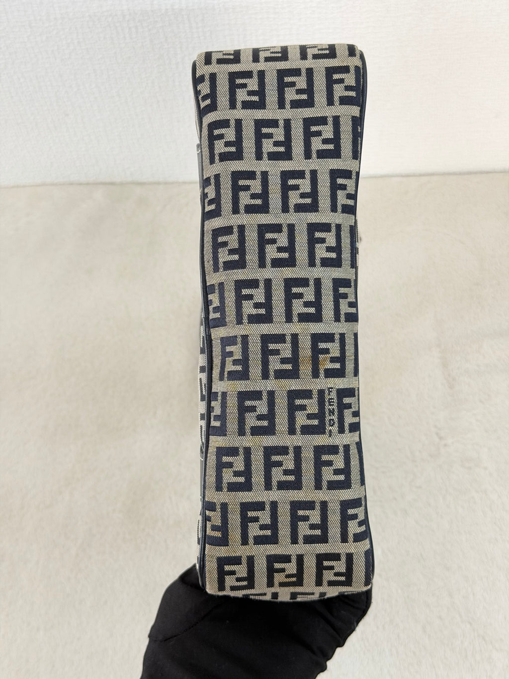 Fendi Vintage Zucca Canvas Shoulder Bag Black
