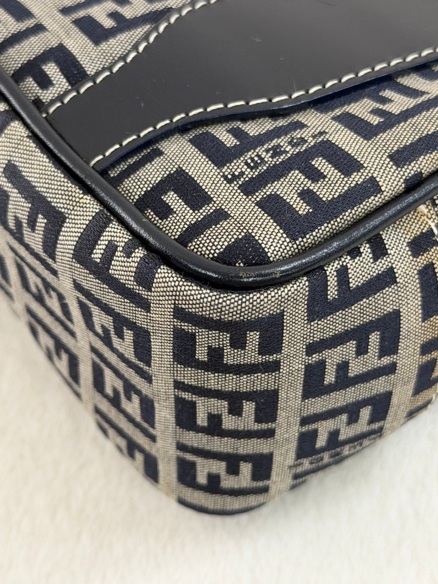 Fendi Vintage Zucca Canvas Shoulder Bag Black