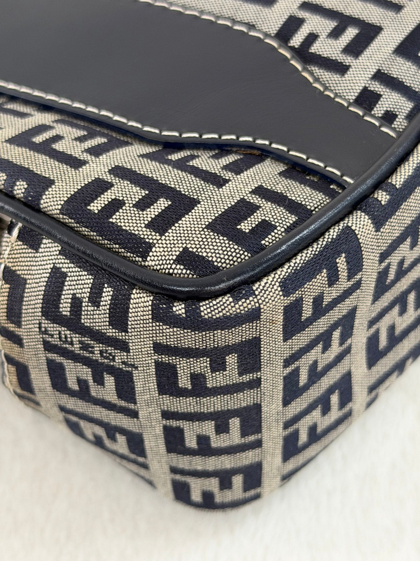 Fendi Vintage Zucca Canvas Shoulder Bag Black