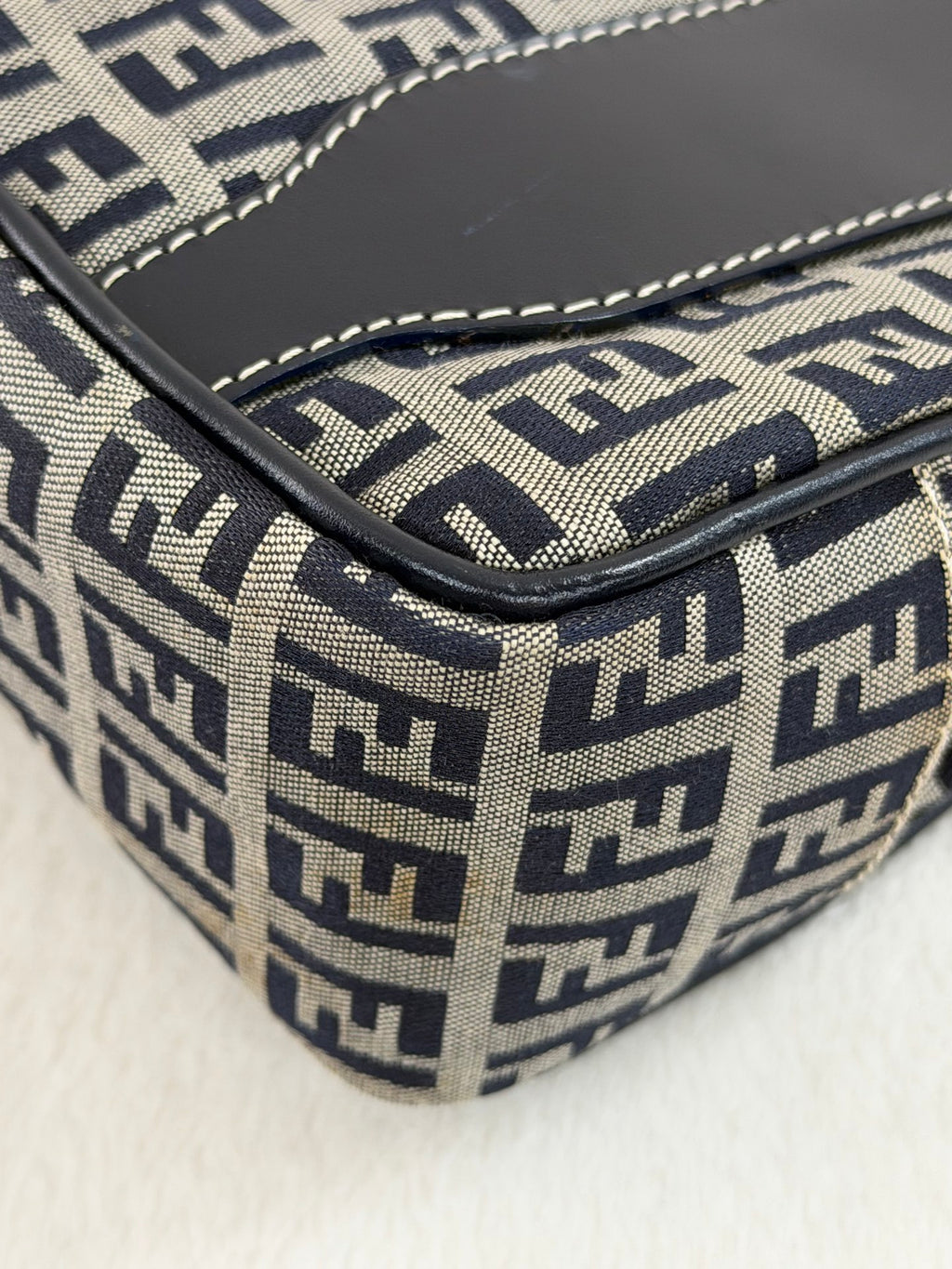 Fendi Vintage Zucca Canvas Shoulder Bag Black