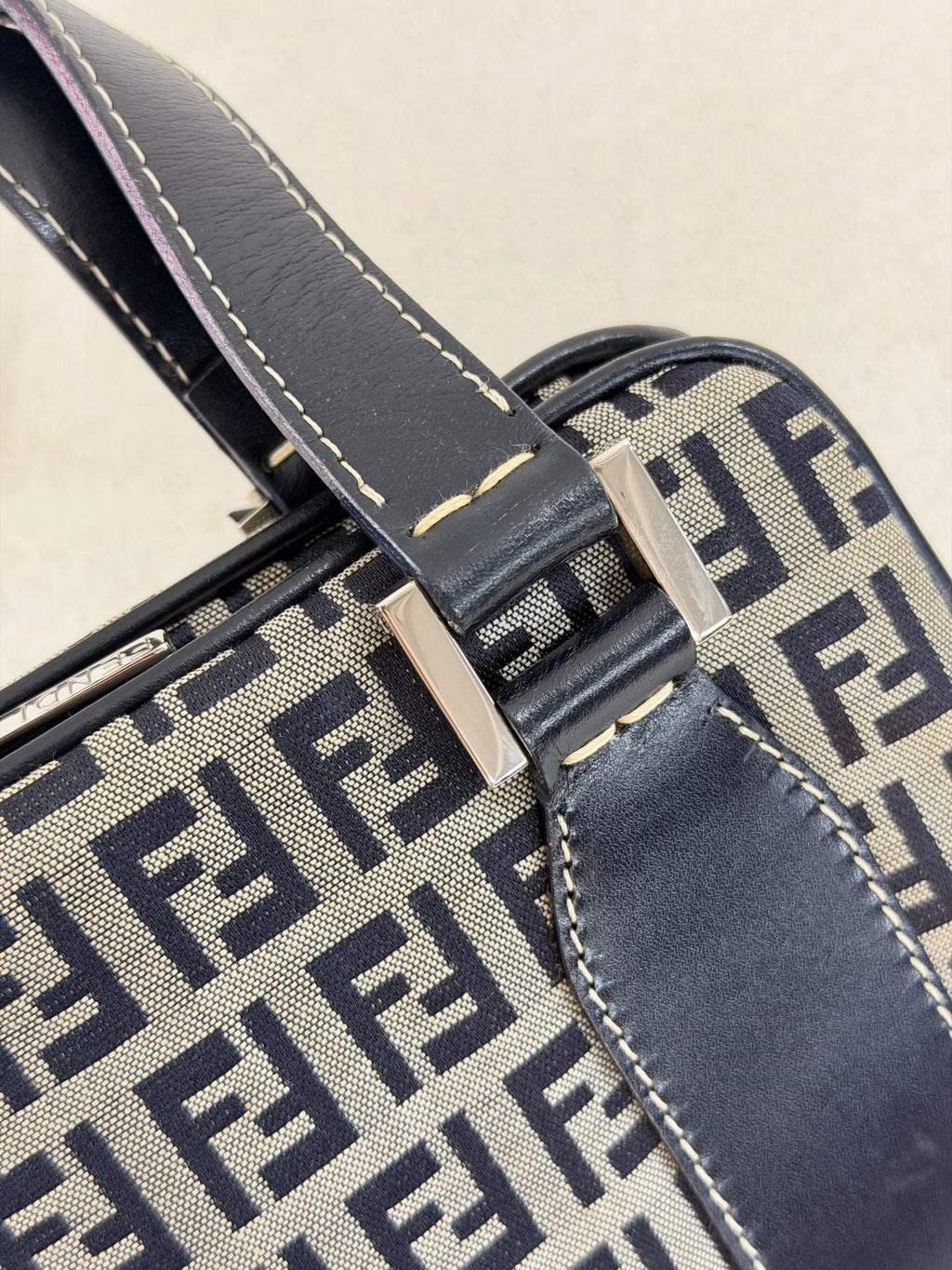 Fendi Vintage Zucca Canvas Shoulder Bag Black