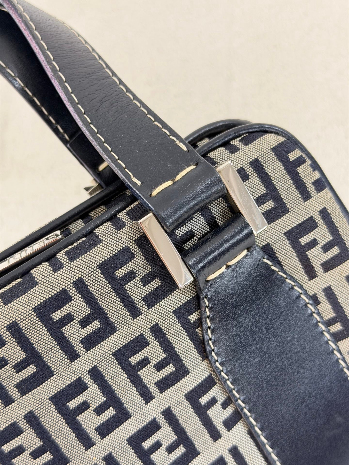 Fendi Vintage Zucca Canvas Shoulder Bag Black
