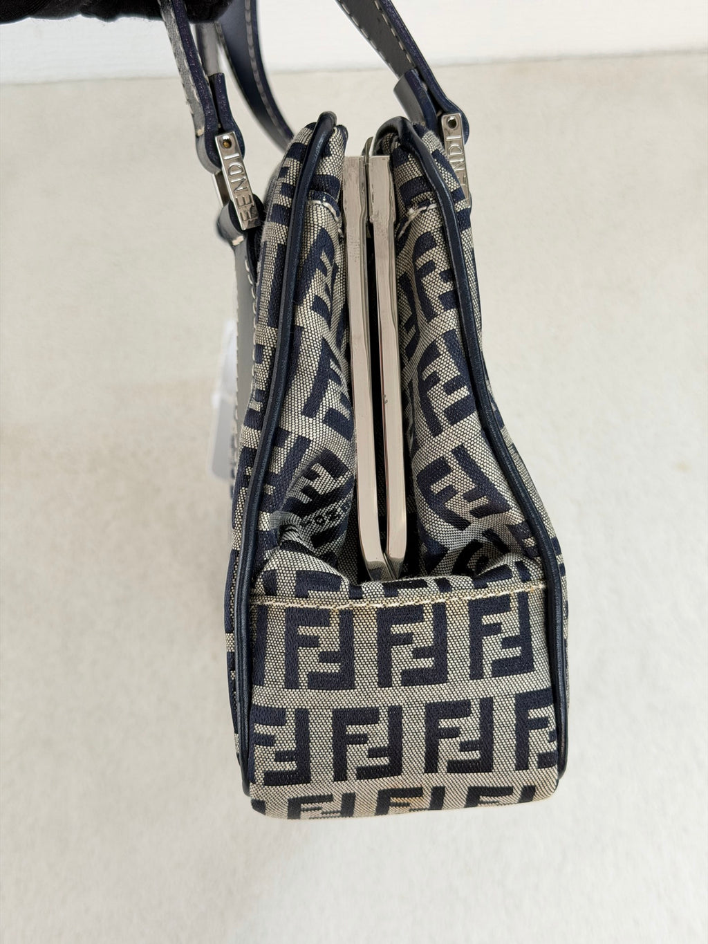 Fendi Vintage Zucca Canvas Shoulder Bag Black