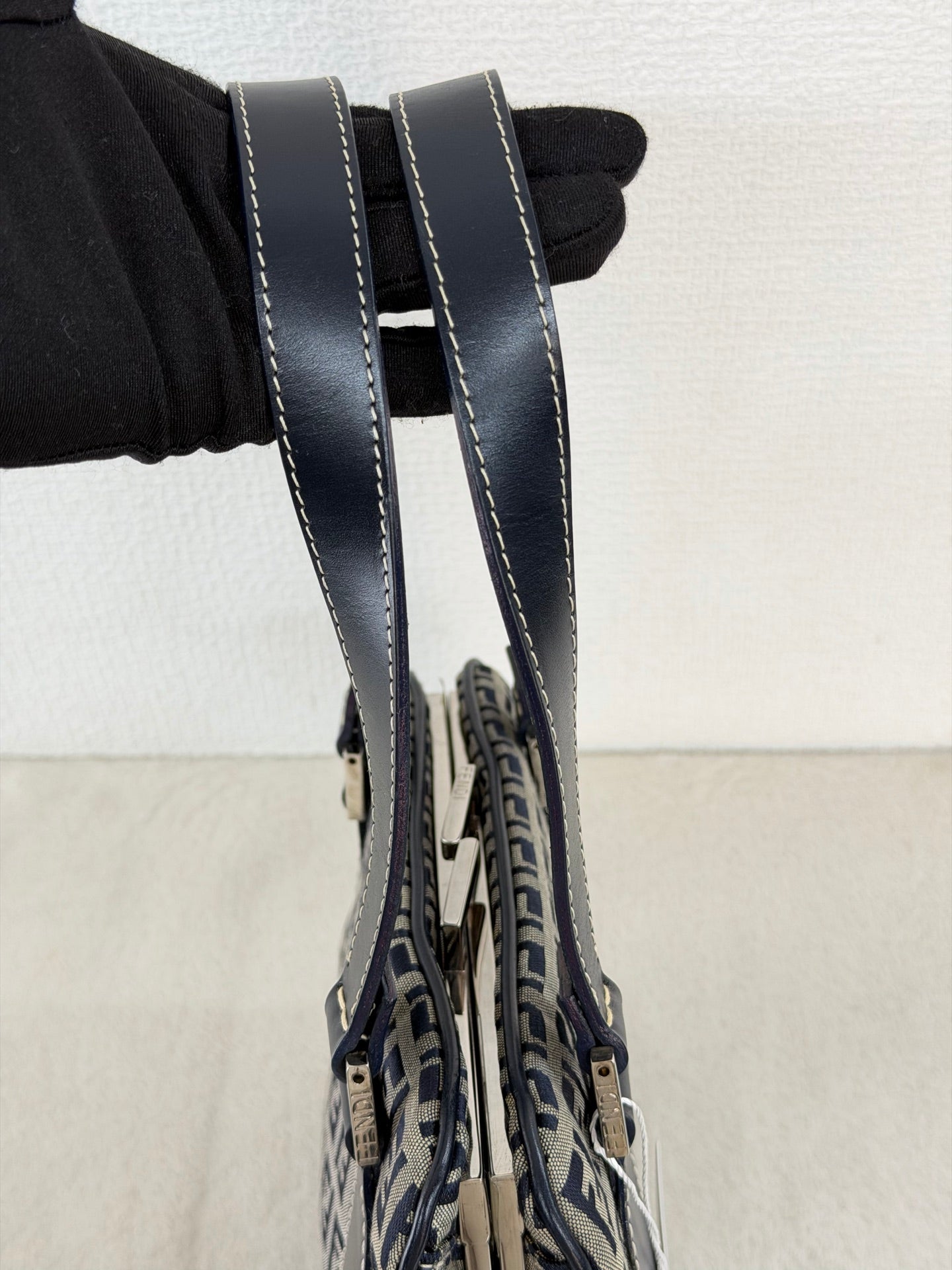 Fendi Vintage Zucca Canvas Shoulder Bag Black