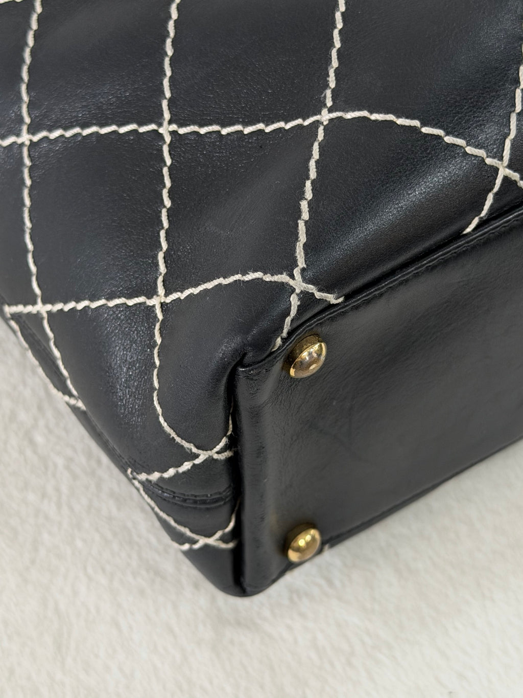 Chanel Vintage Wild Stitch Calfskin Tote Bag Black