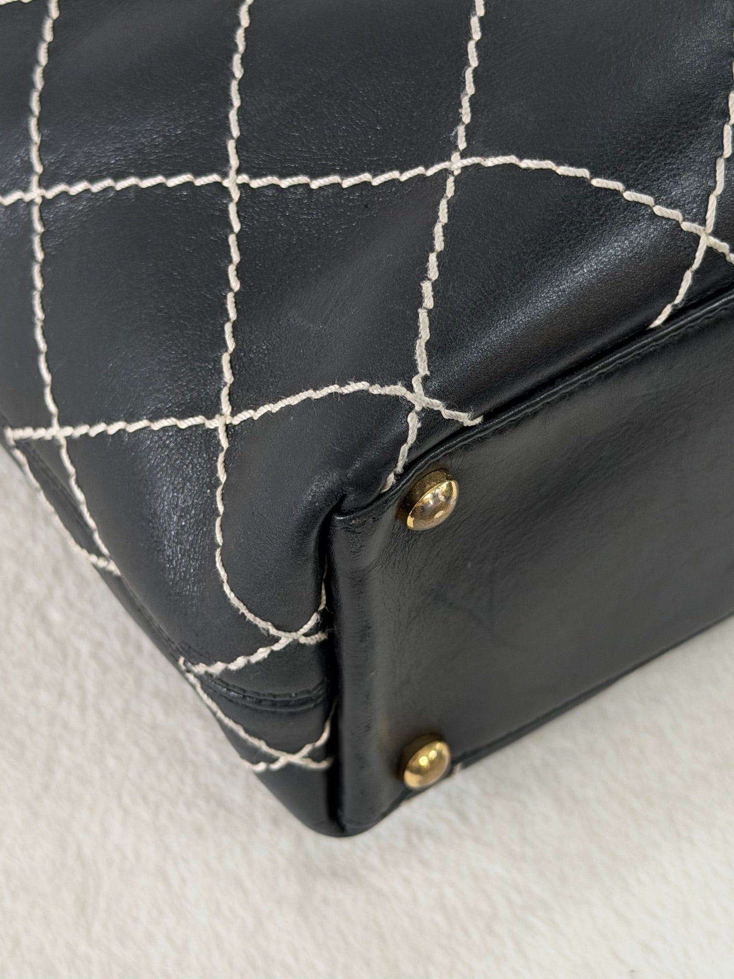 Chanel Vintage Wild Stitch Calfskin Tote Bag Black
