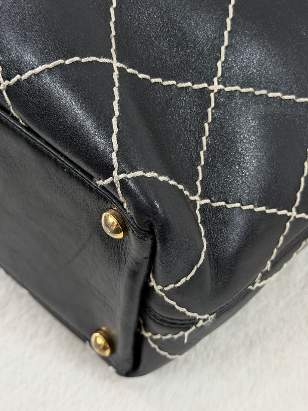 Chanel Vintage Wild Stitch Calfskin Tote Bag Black