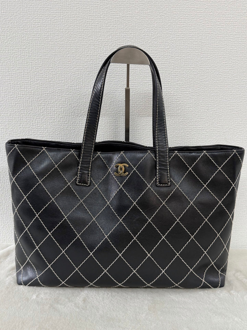 Chanel Vintage Wild Stitch Calfskin Tote Bag Black