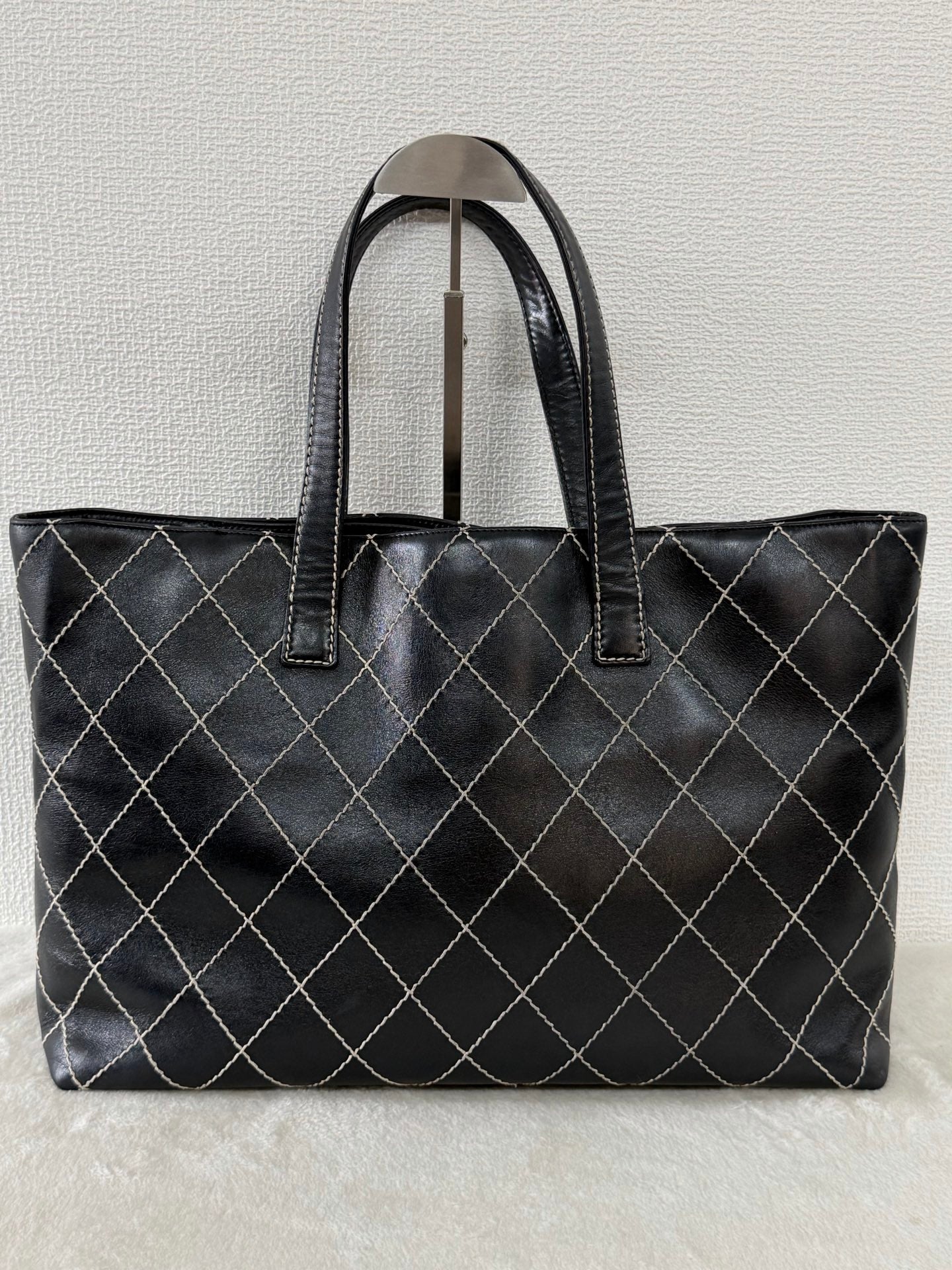 Chanel Vintage Wild Stitch Calfskin Tote Bag Black