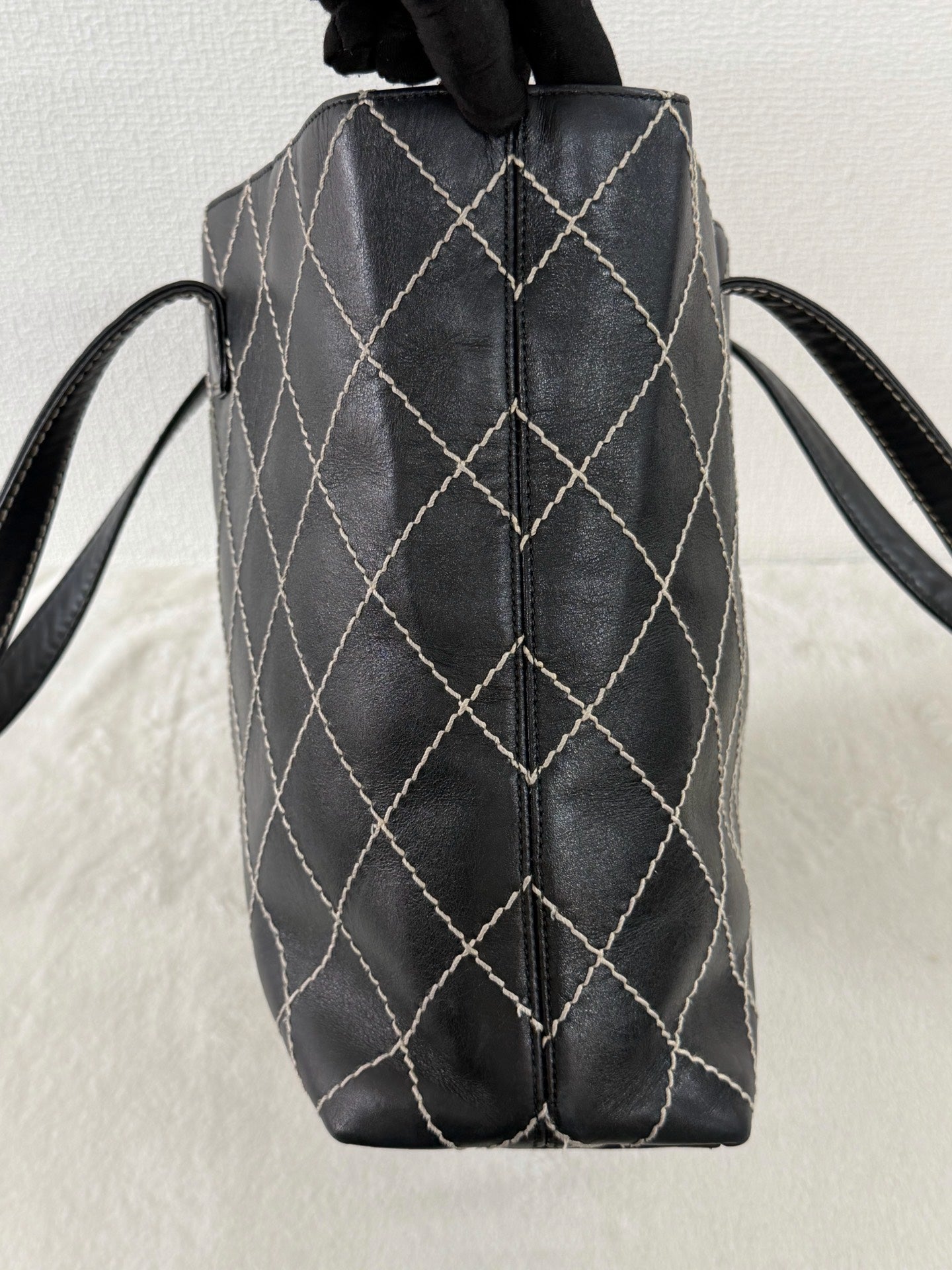 Chanel Vintage Wild Stitch Calfskin Tote Bag Black