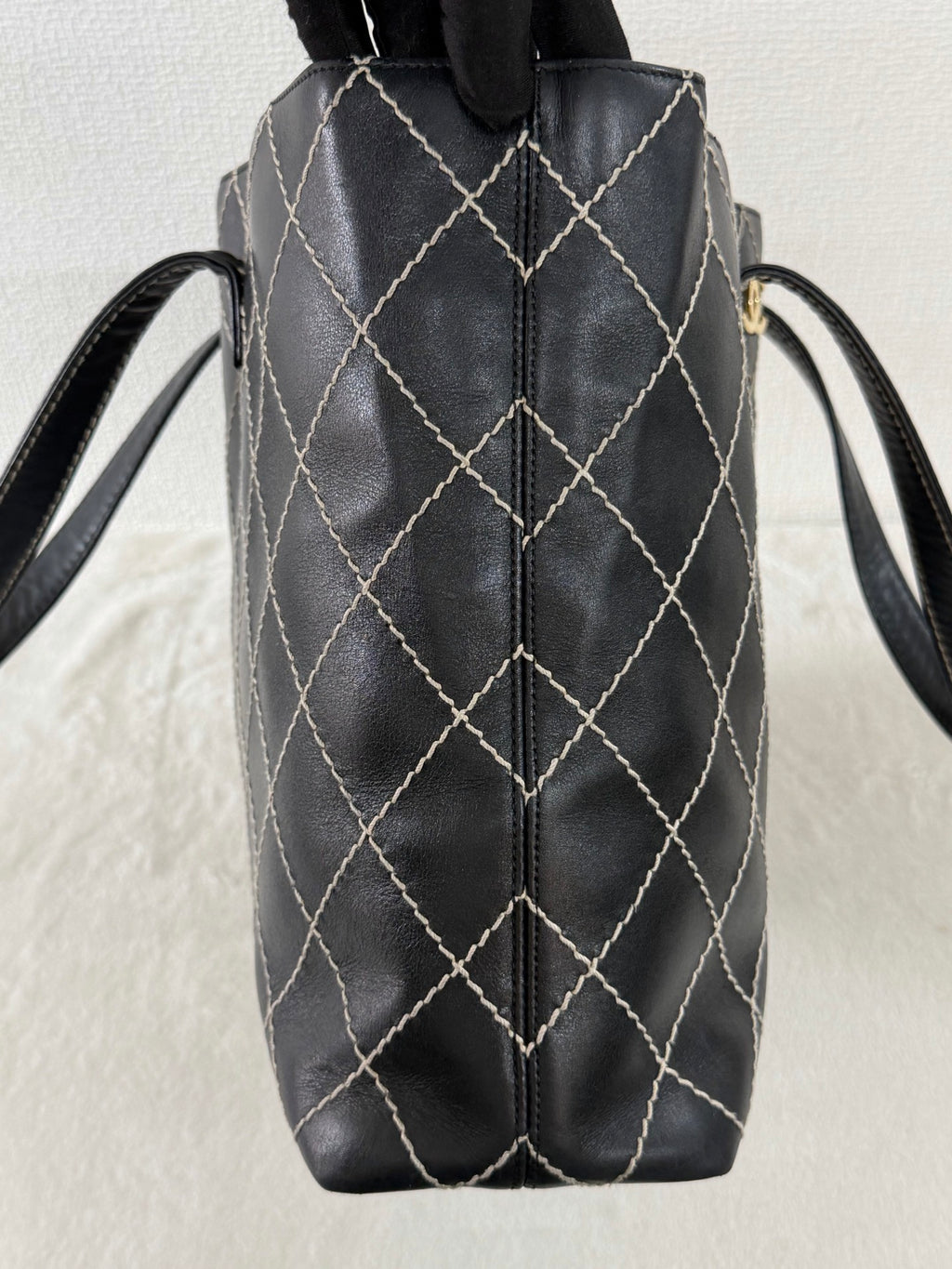 Chanel Vintage Wild Stitch Calfskin Tote Bag Black