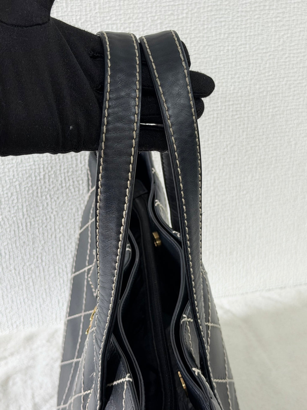 Chanel Vintage Wild Stitch Calfskin Tote Bag Black