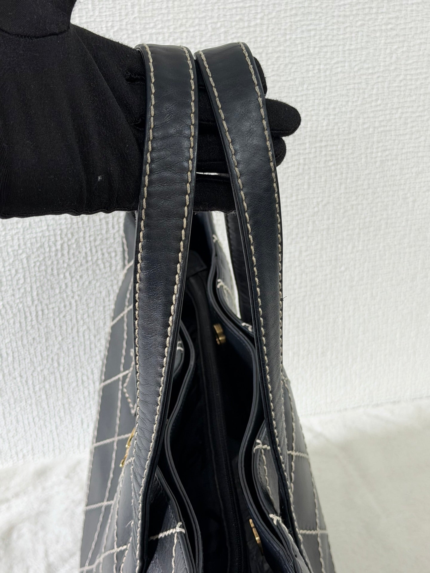 Chanel Vintage Wild Stitch Calfskin Tote Bag Black