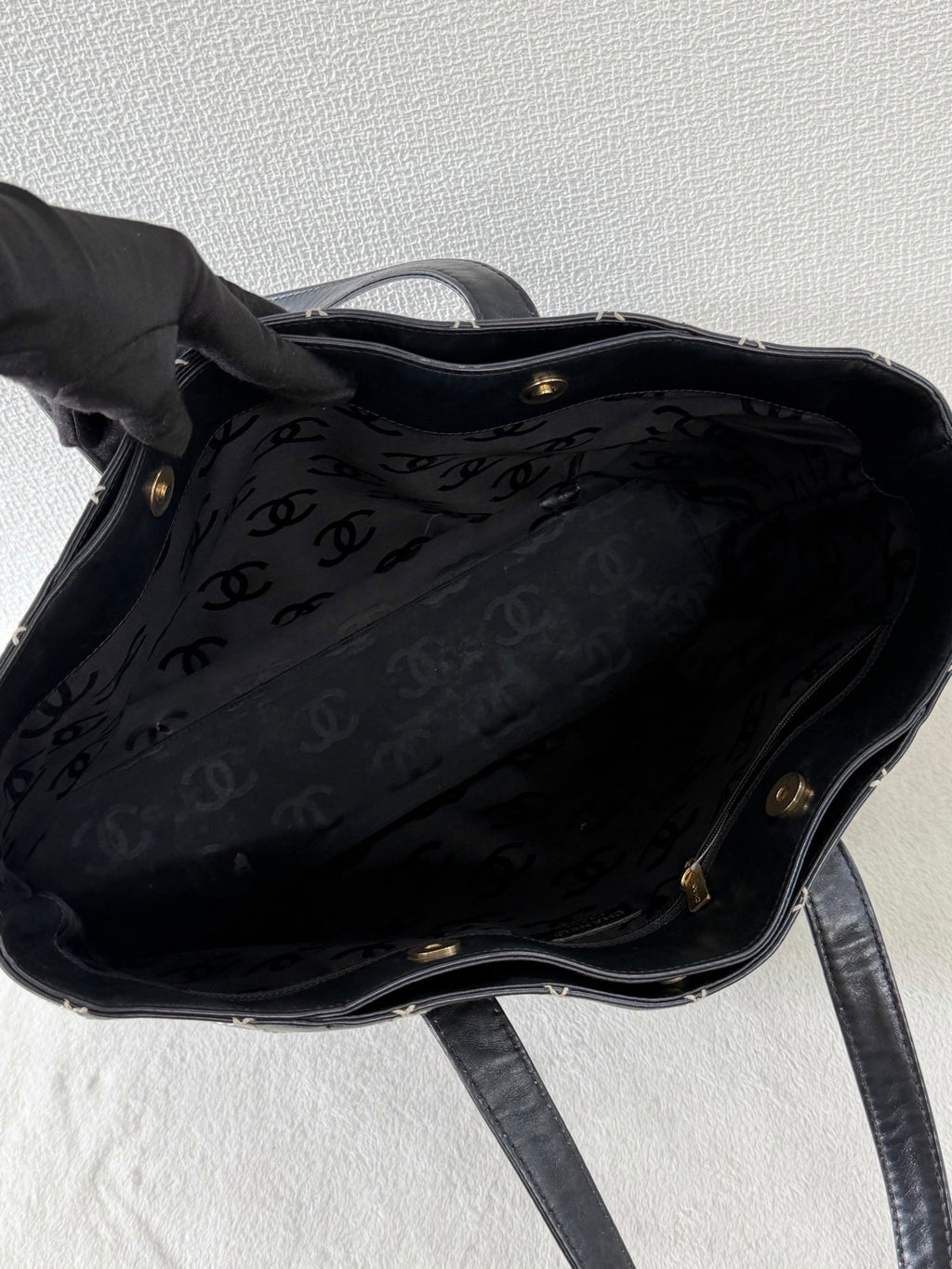 Chanel Vintage Wild Stitch Calfskin Tote Bag Black