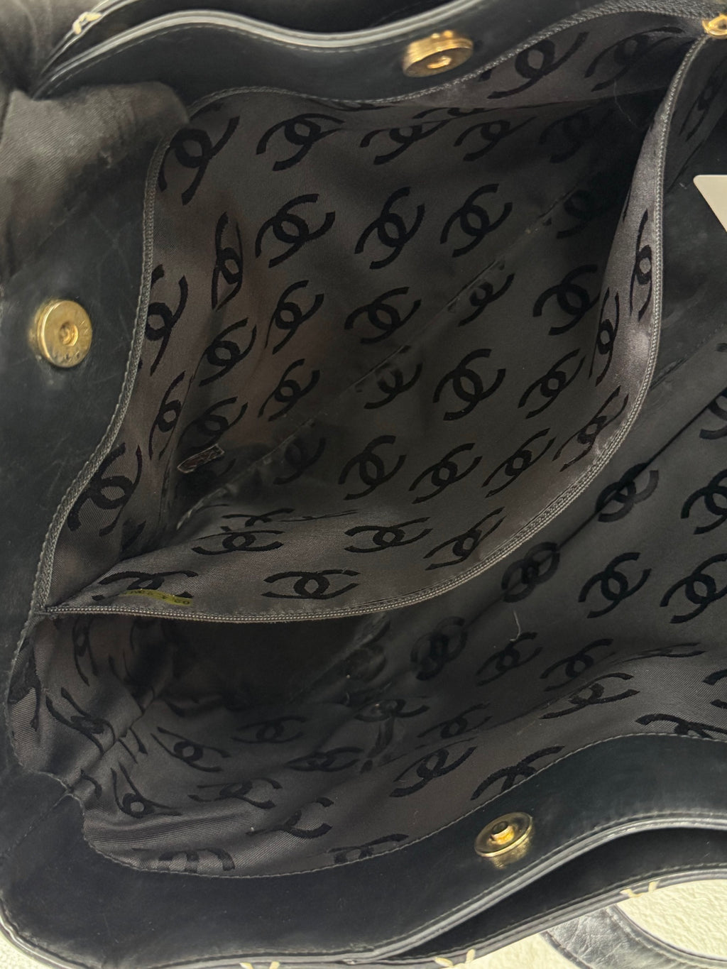 Chanel Vintage Wild Stitch Calfskin Tote Bag Black