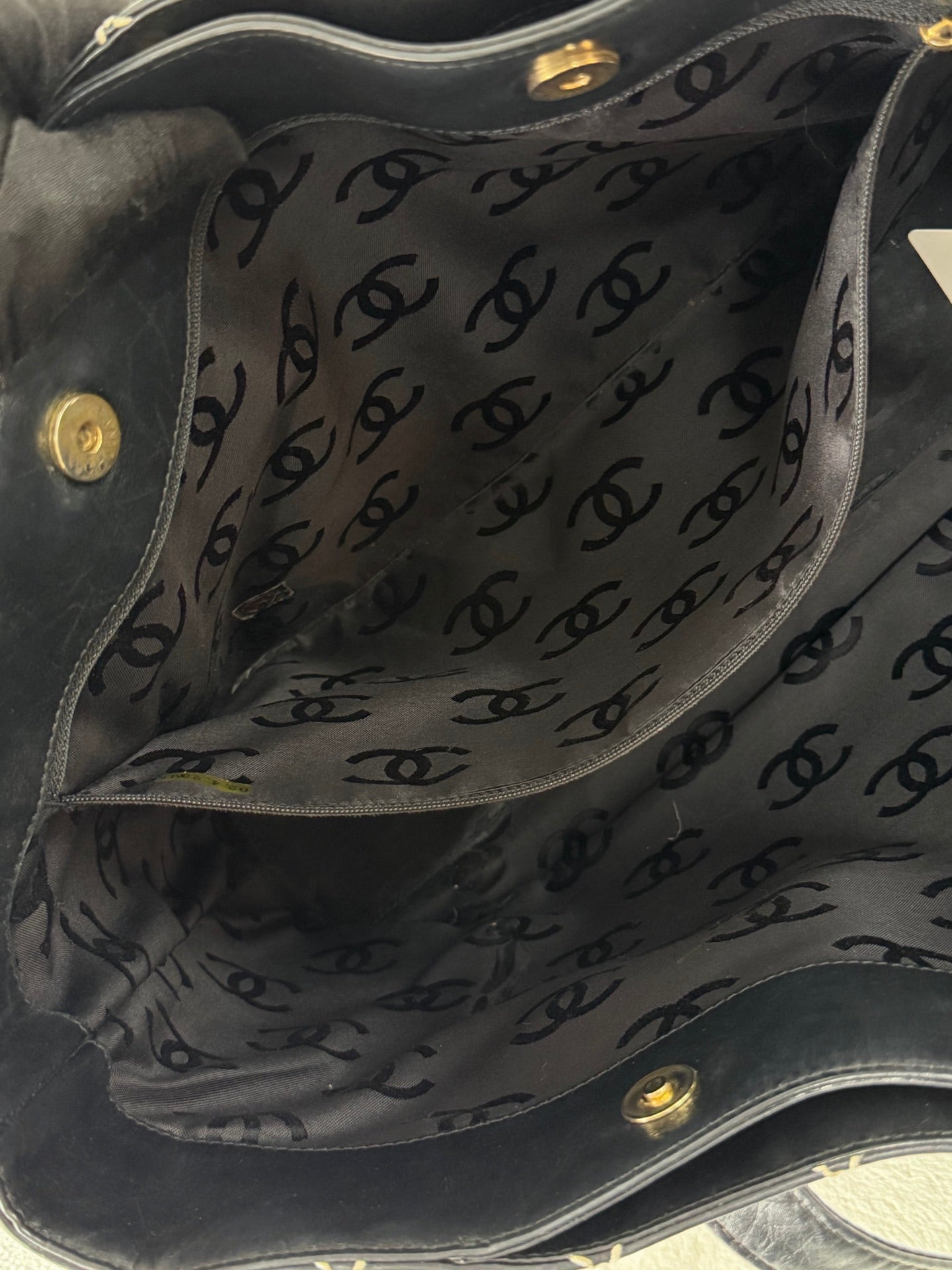 Chanel Vintage Wild Stitch Calfskin Tote Bag Black