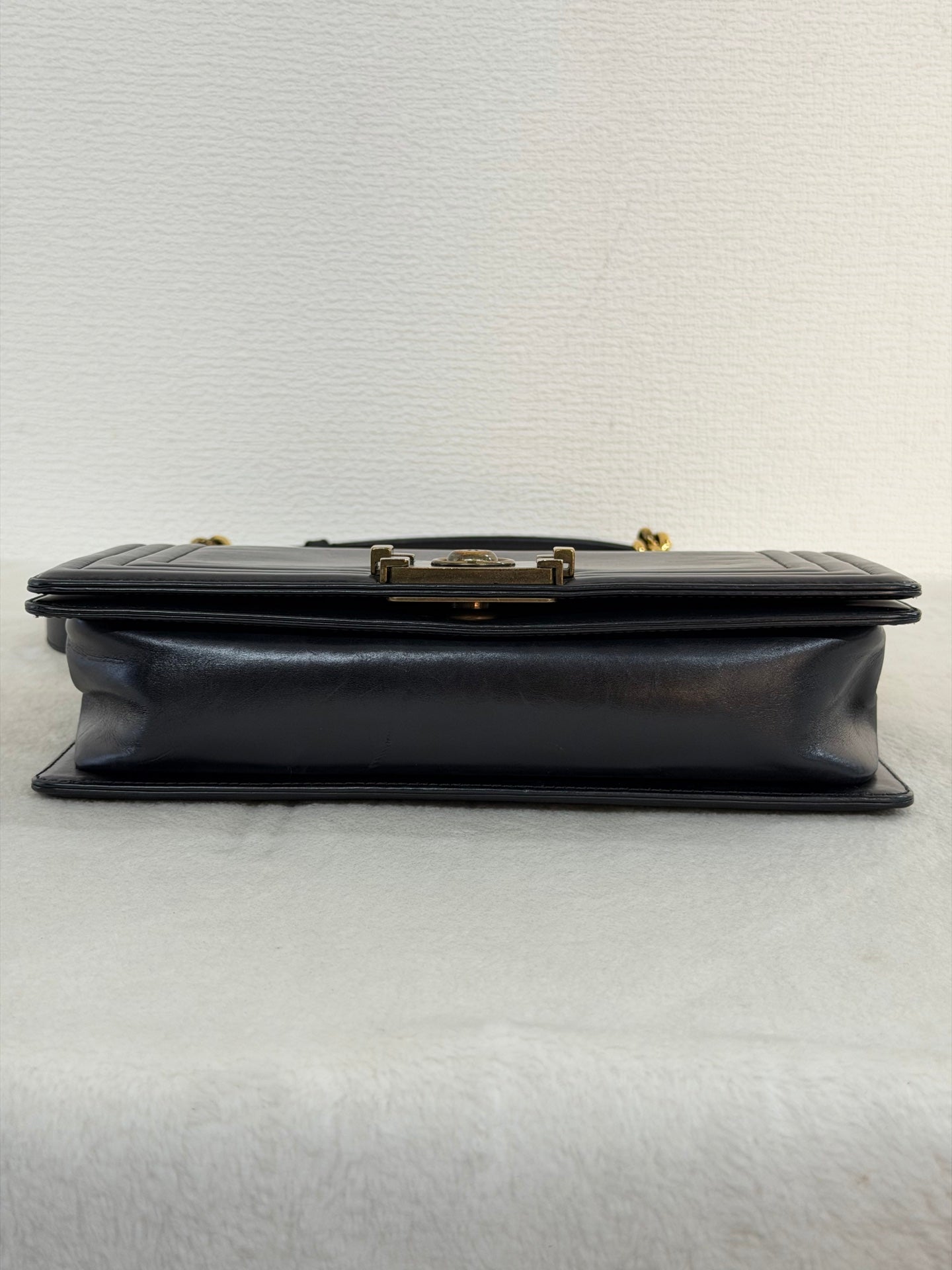 Chanel Medium Boy Bag with Top Embossed Logo Gold Hardware