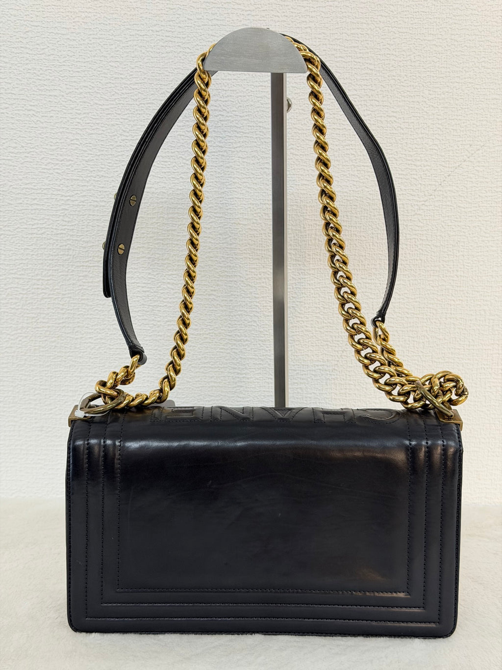 Chanel Medium Boy Bag with Top Embossed Logo Gold Hardware