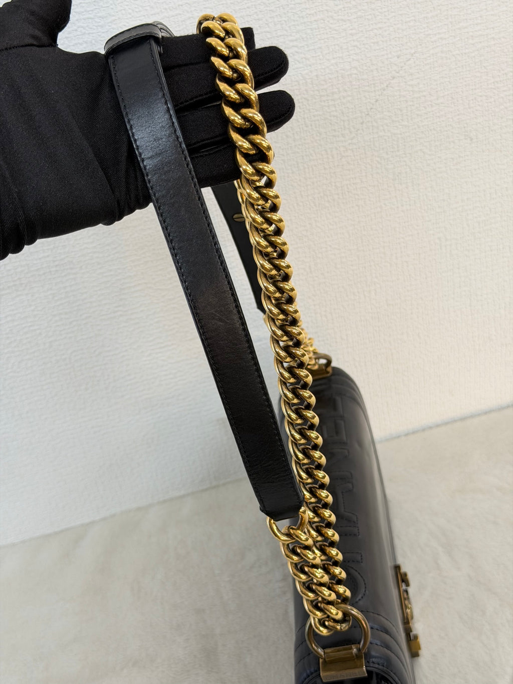 Chanel Medium Boy Bag with Top Embossed Logo Gold Hardware