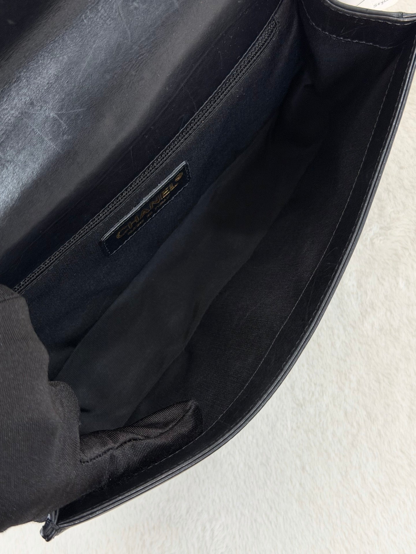 Chanel Medium Boy Bag with Top Embossed Logo Gold Hardware