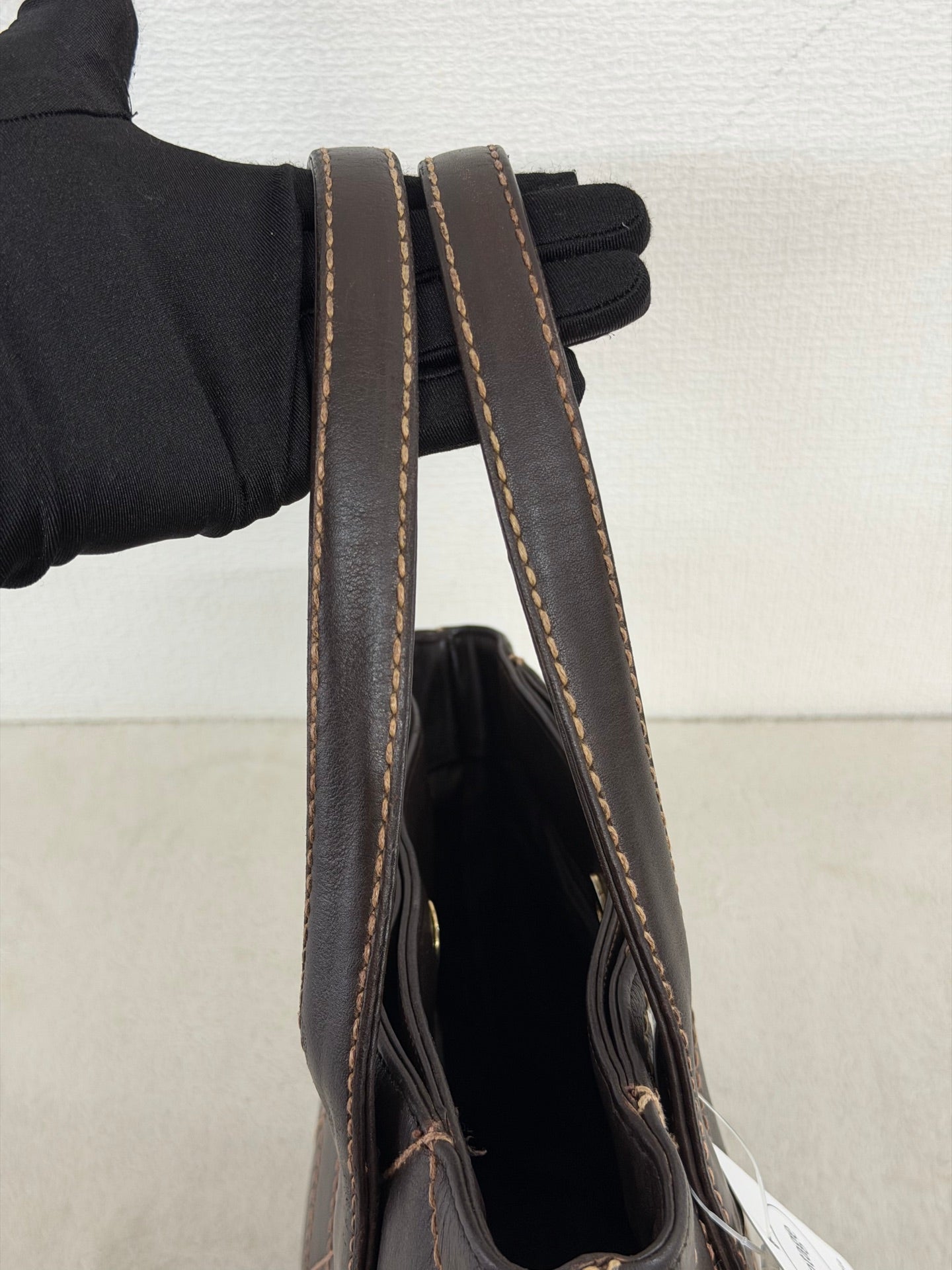 Chanel Vintage Wild Stitch Lambskin Tote Bag Dark Brown