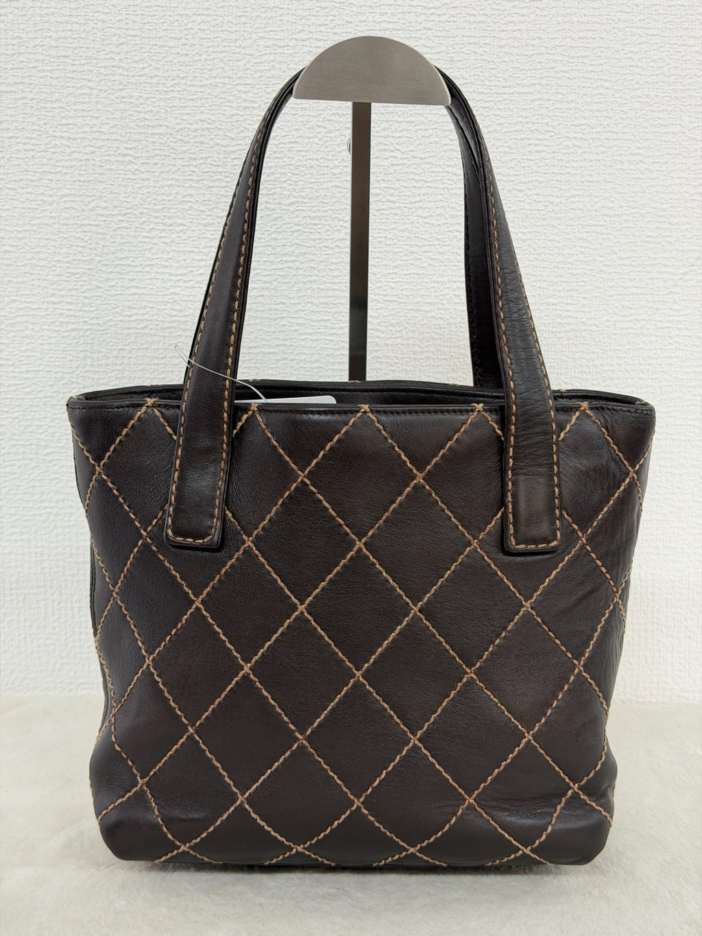 Chanel Vintage Wild Stitch Lambskin Tote Bag Dark Brown