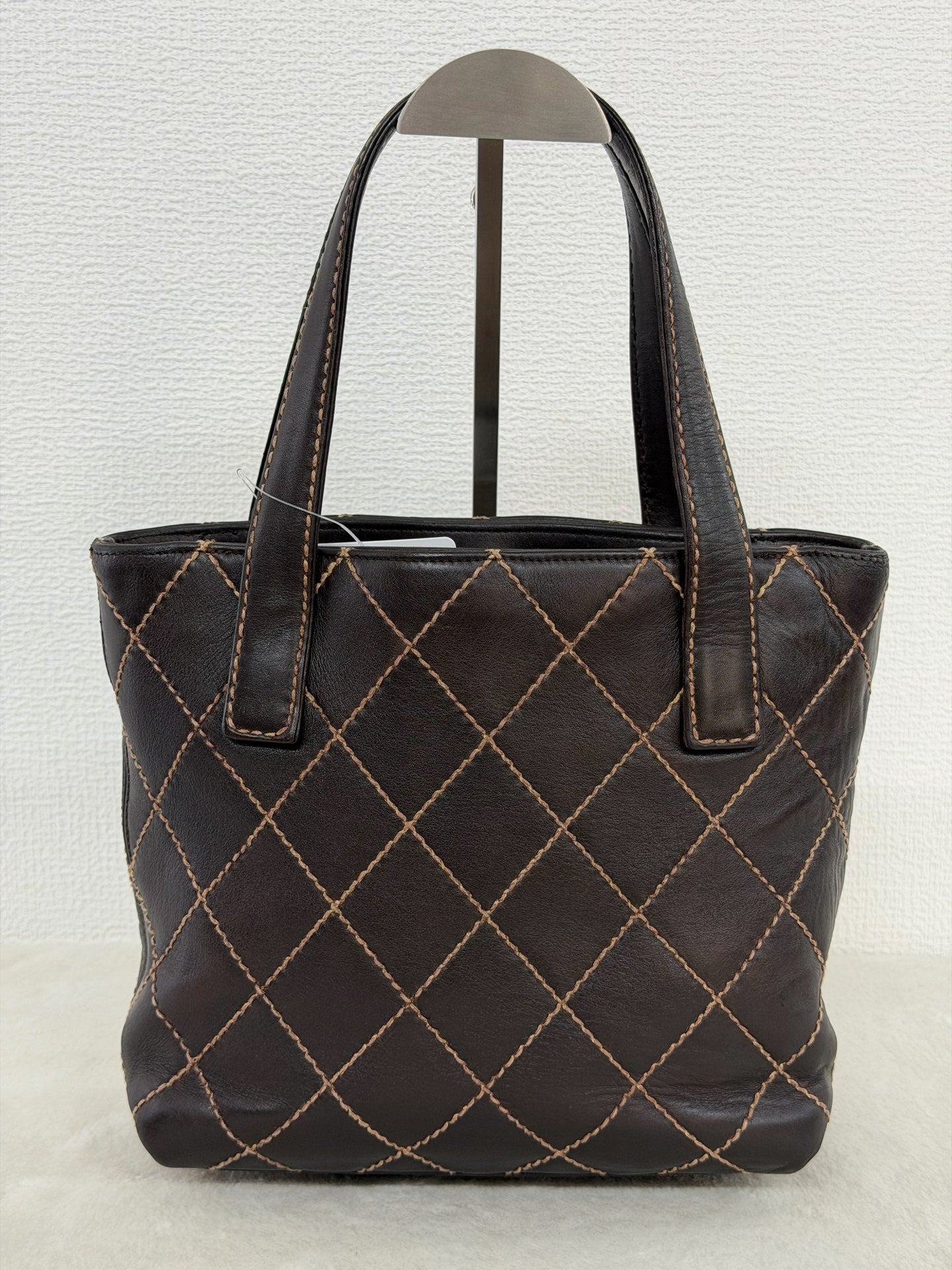 Chanel Vintage Wild Stitch Lambskin Tote Bag Dark Brown