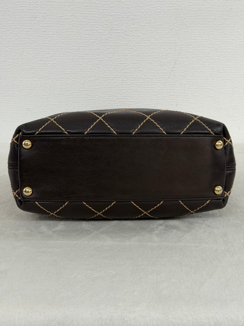 Chanel Vintage Wild Stitch Lambskin Tote Bag Dark Brown