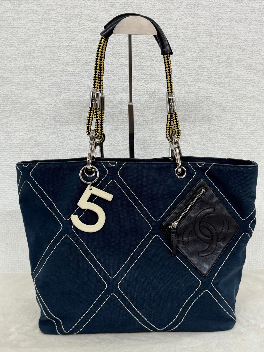 Chanel 2004 Cruise Line Monogram No. 5 Shoulder Tote with Charm