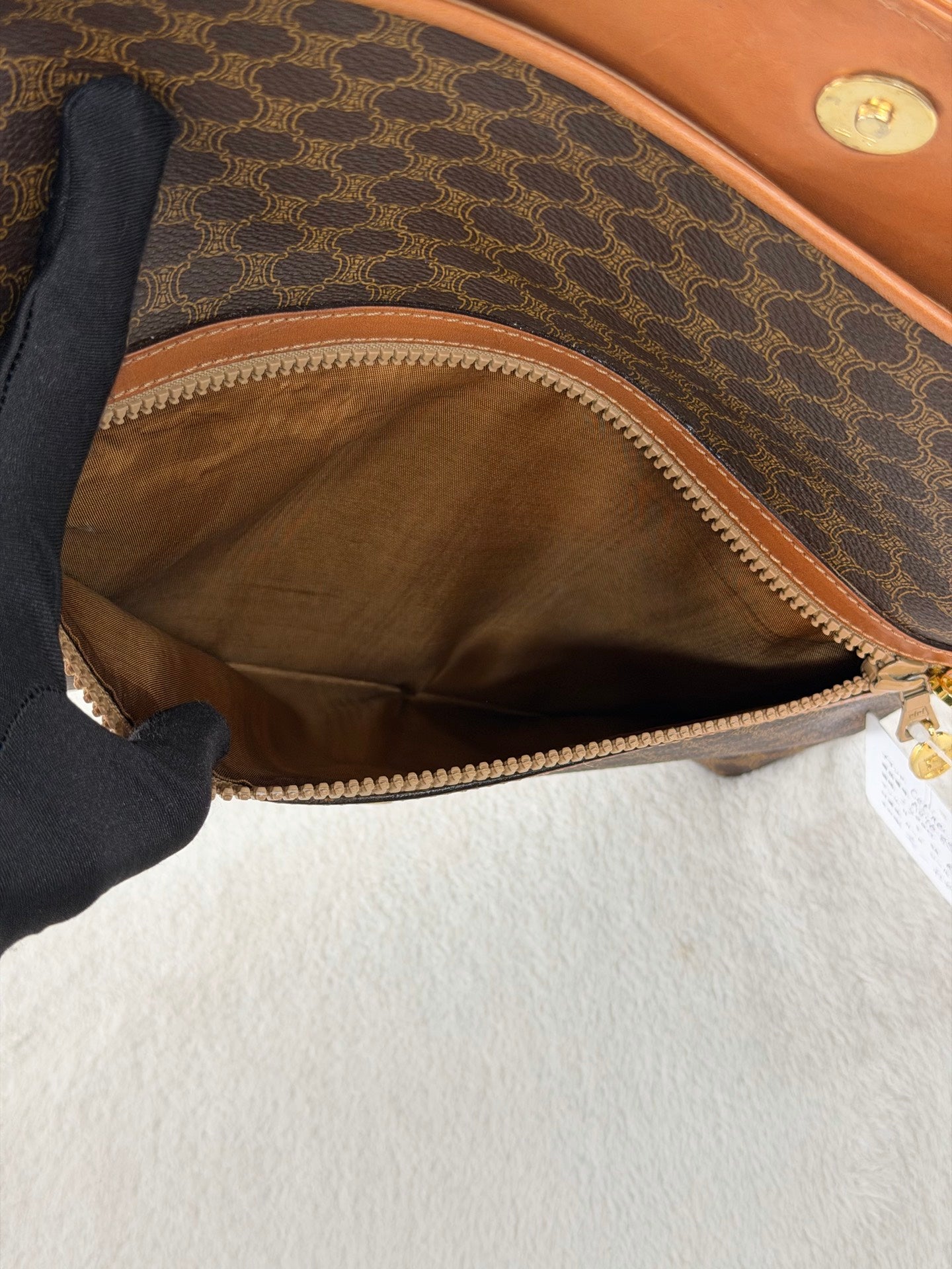 Celine Vintage Macadam Canvas Clutch Bag Brown