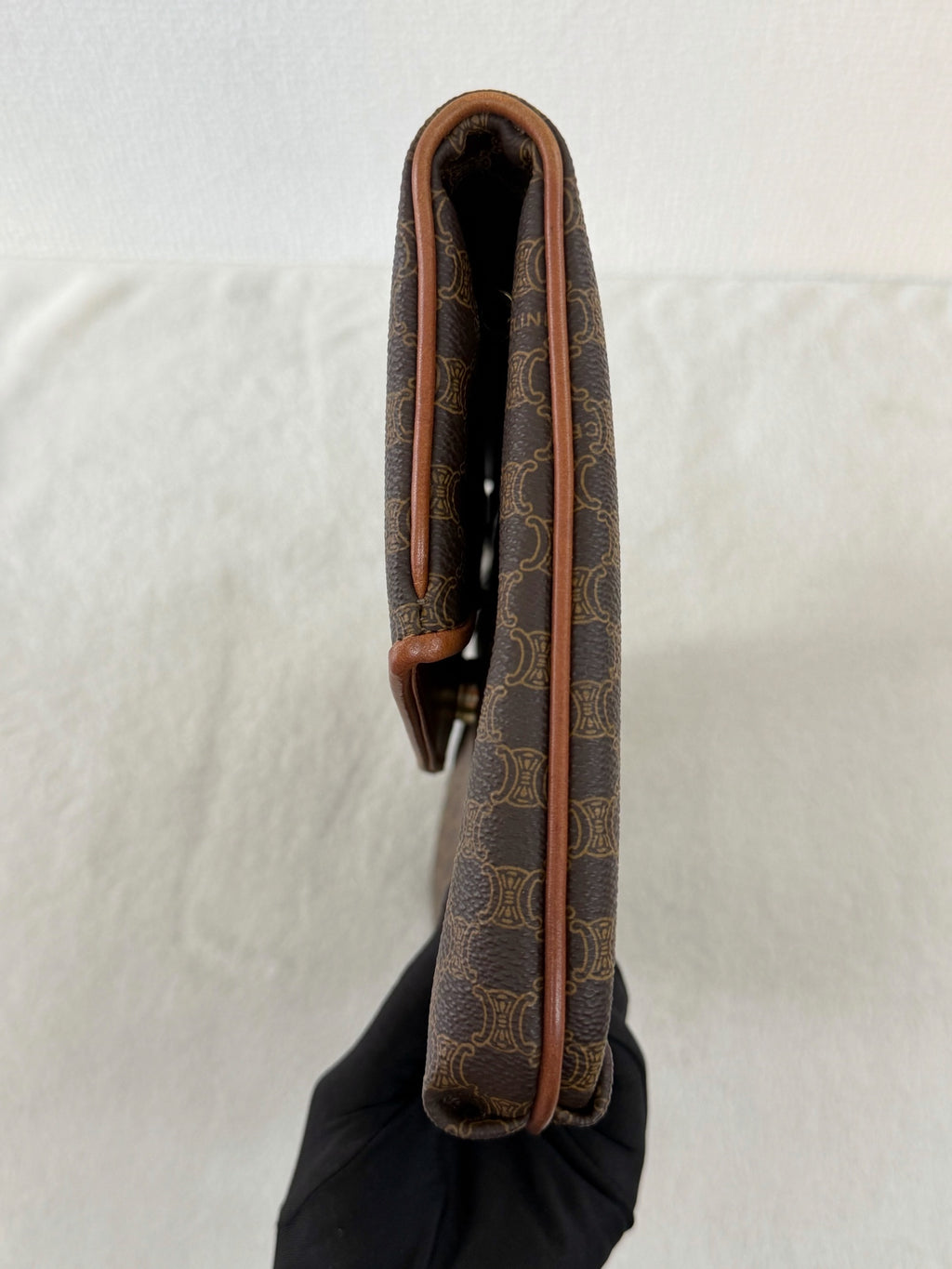 Celine Vintage Macadam Canvas Clutch Bag Brown