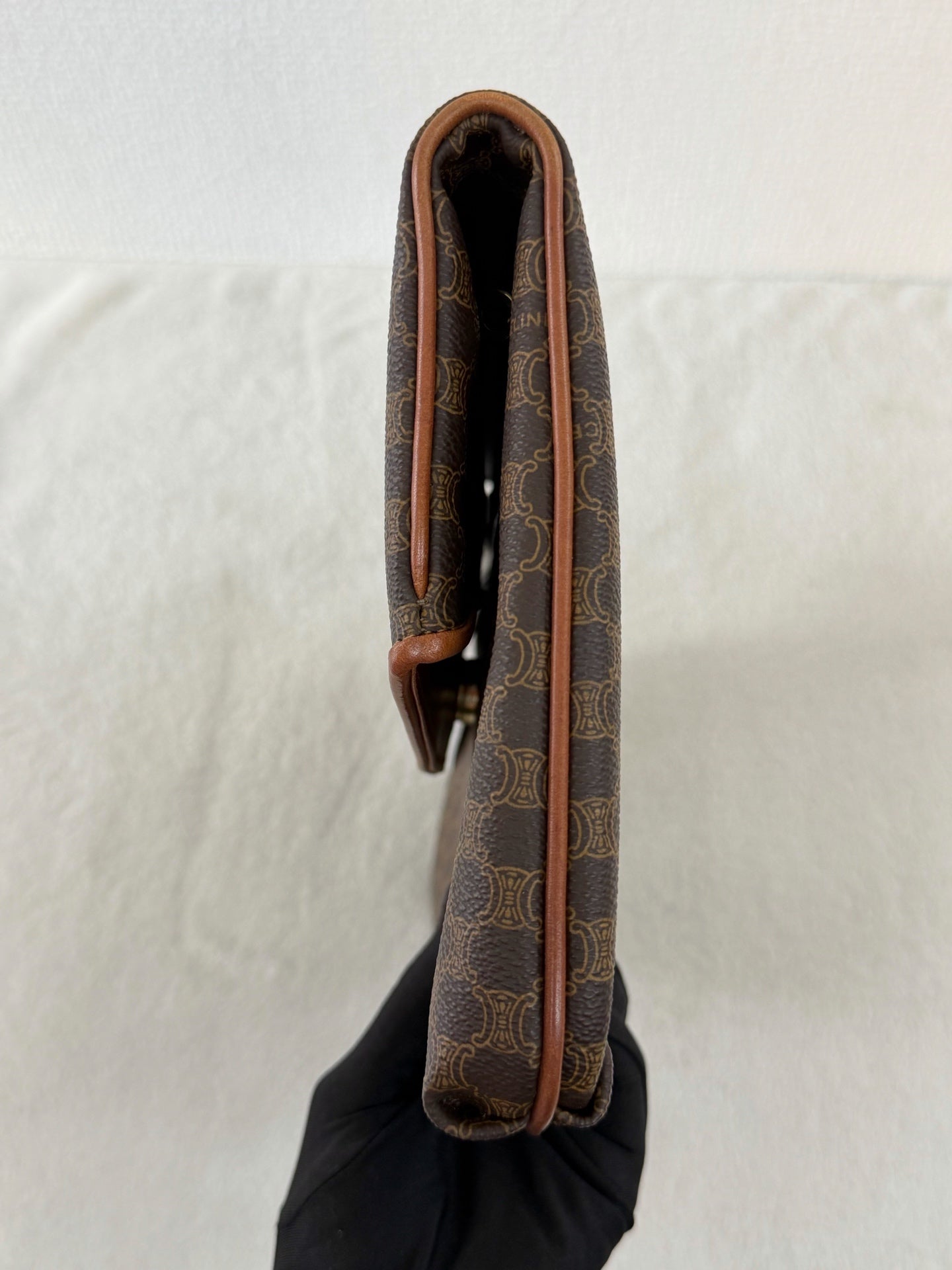 Celine Vintage Macadam Canvas Clutch Bag Brown
