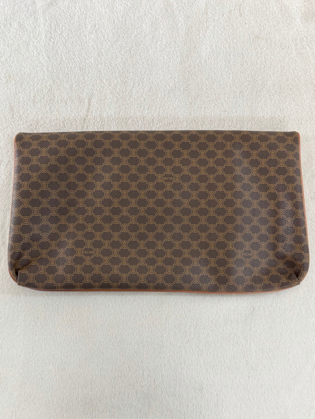 Celine Vintage Macadam Canvas Clutch Bag Brown
