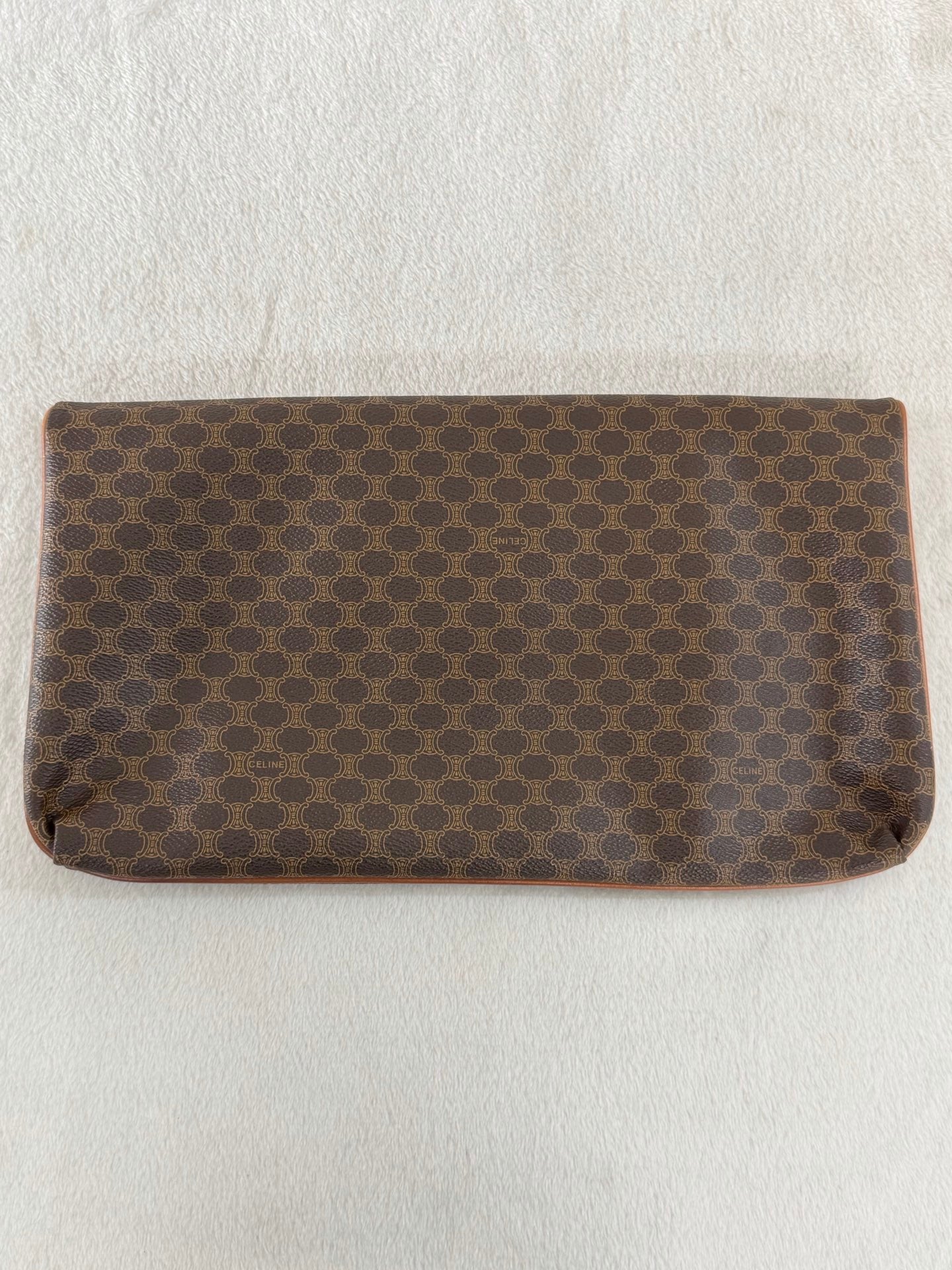 Celine Vintage Macadam Canvas Clutch Bag Brown