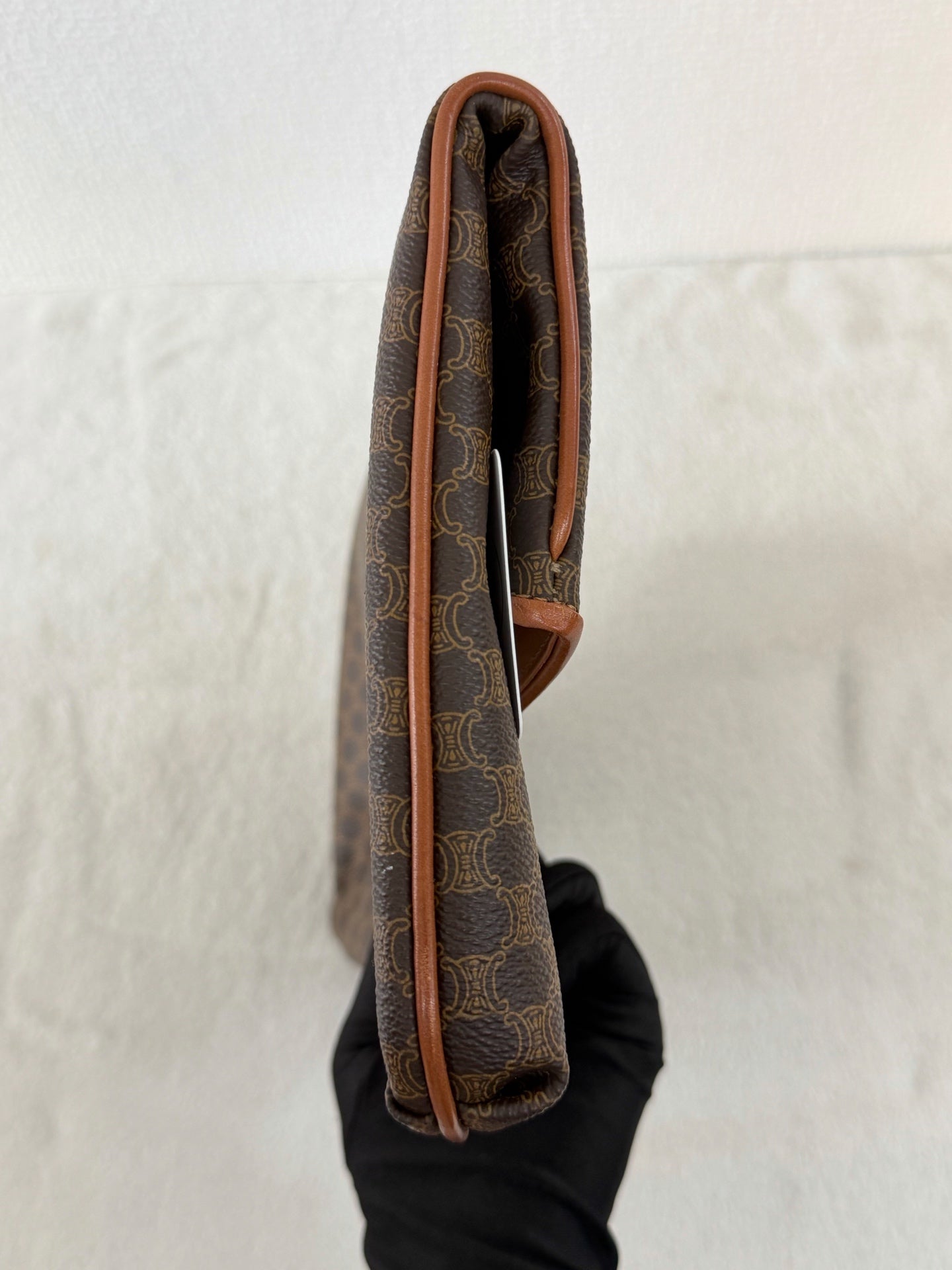 Celine Vintage Macadam Canvas Clutch Bag Brown