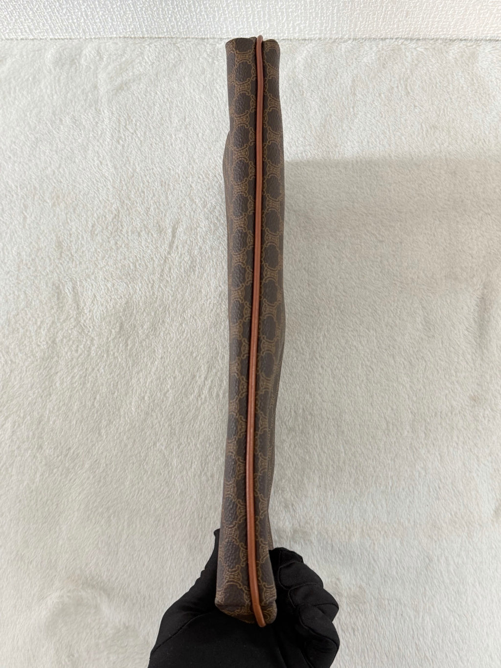 Celine Vintage Macadam Canvas Clutch Bag Brown