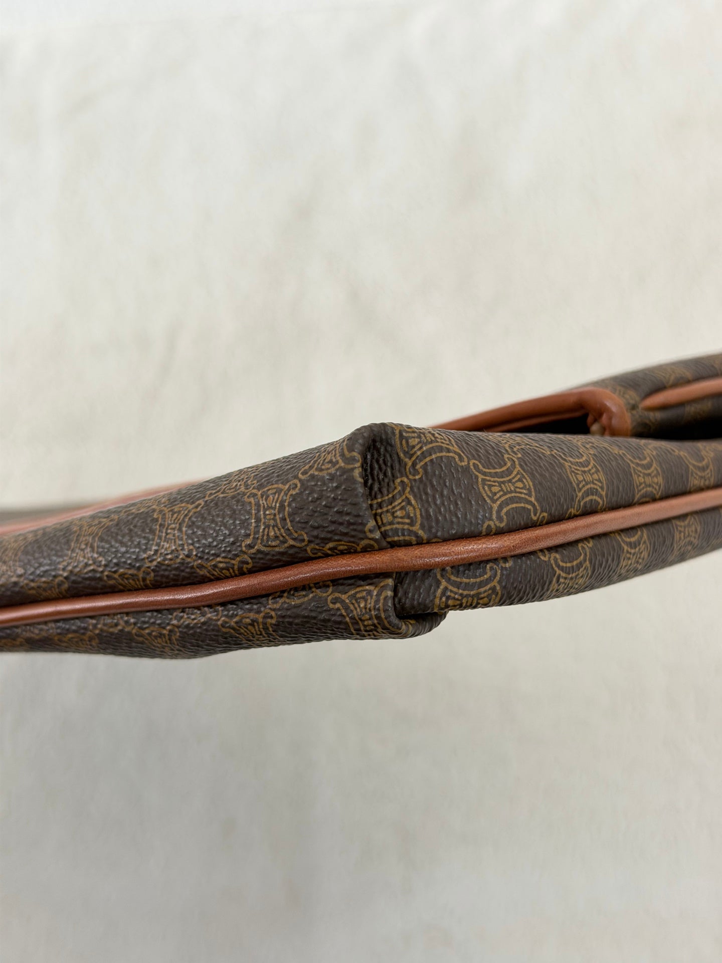 Celine Vintage Macadam Canvas Clutch Bag Brown