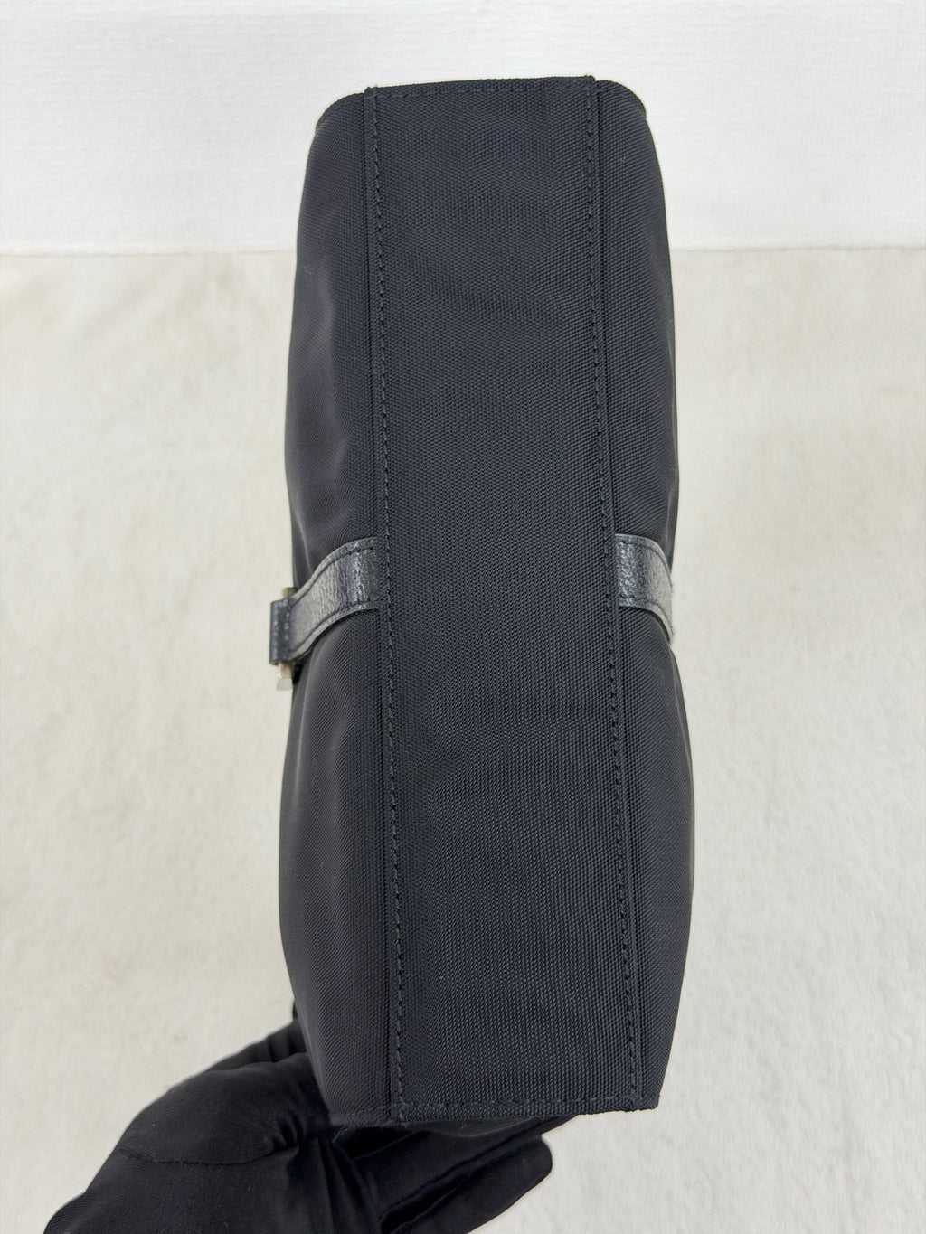 Gucci Vintage Piston Lock Jackie Nylon Flap Shoulder Bag Black