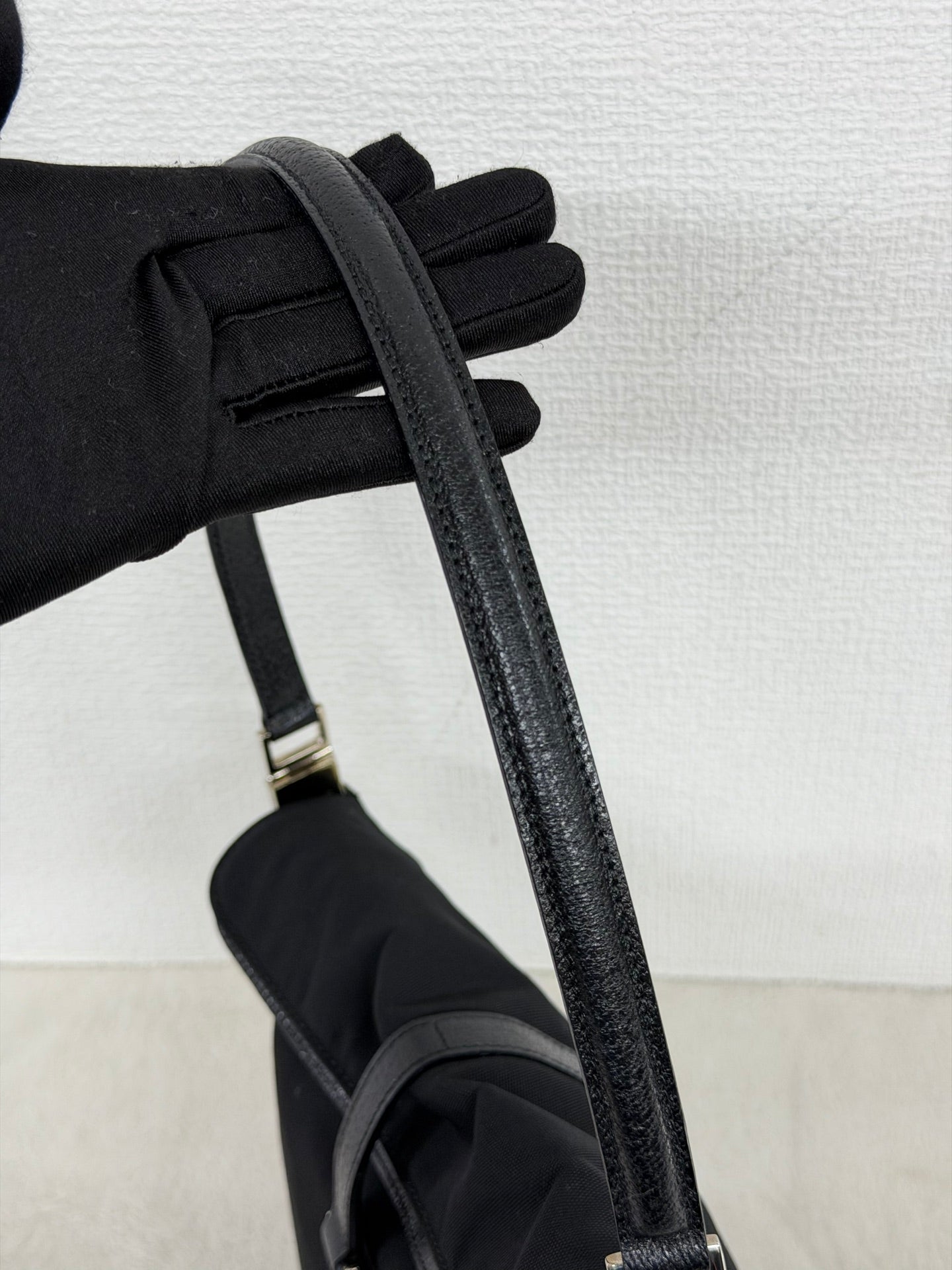 Gucci Vintage Piston Lock Jackie Nylon Flap Shoulder Bag Black