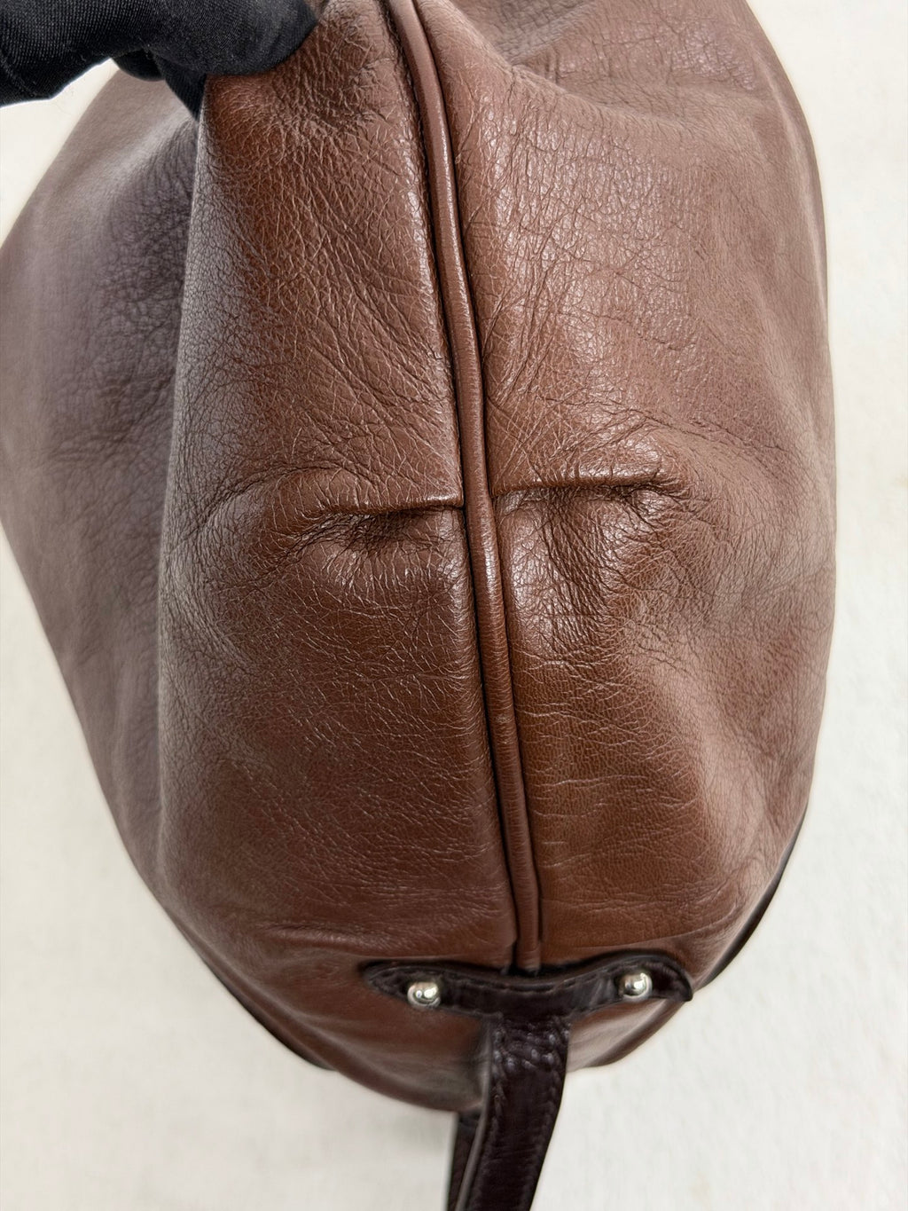 Fendi Vintage Oyster Leather Hobo Shoulder Bag Brown